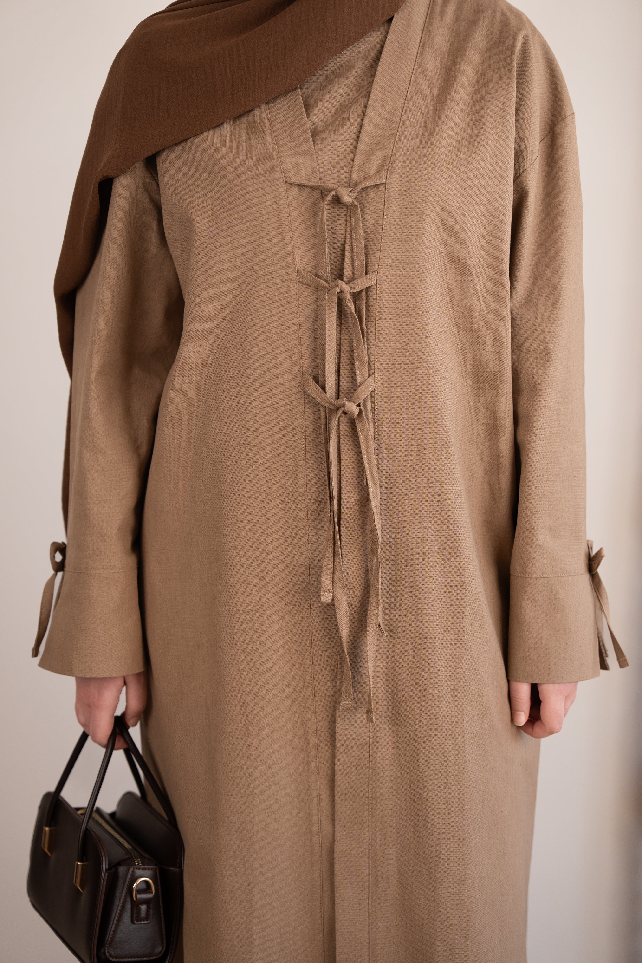 Keten Kimono İkili Takım Sütlü Kahve