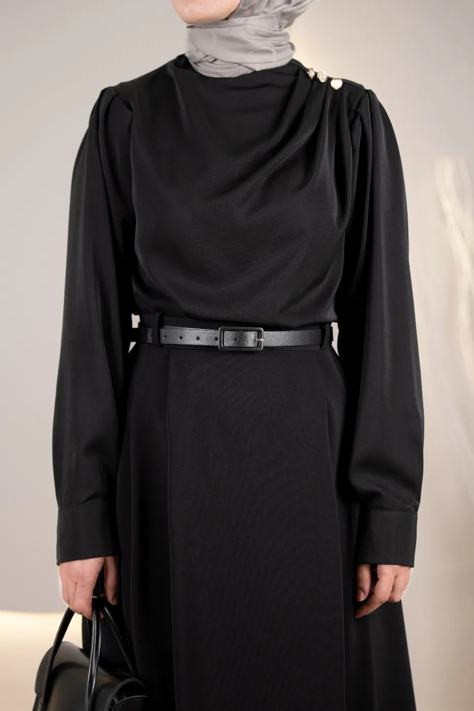 Çift Pileli A Kesim Etek SİYAH