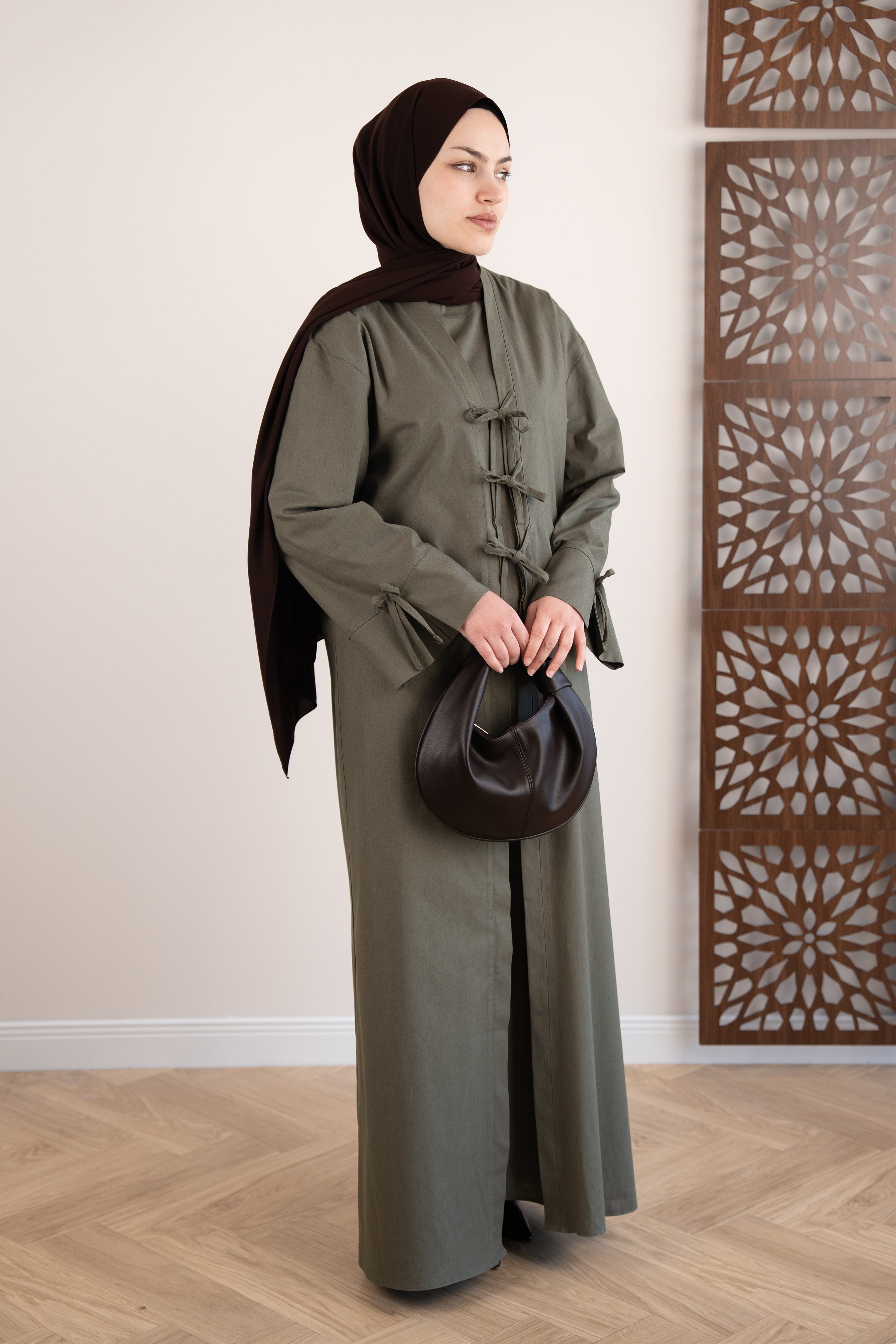 Keten Kimono İkili Takım YEŞİL