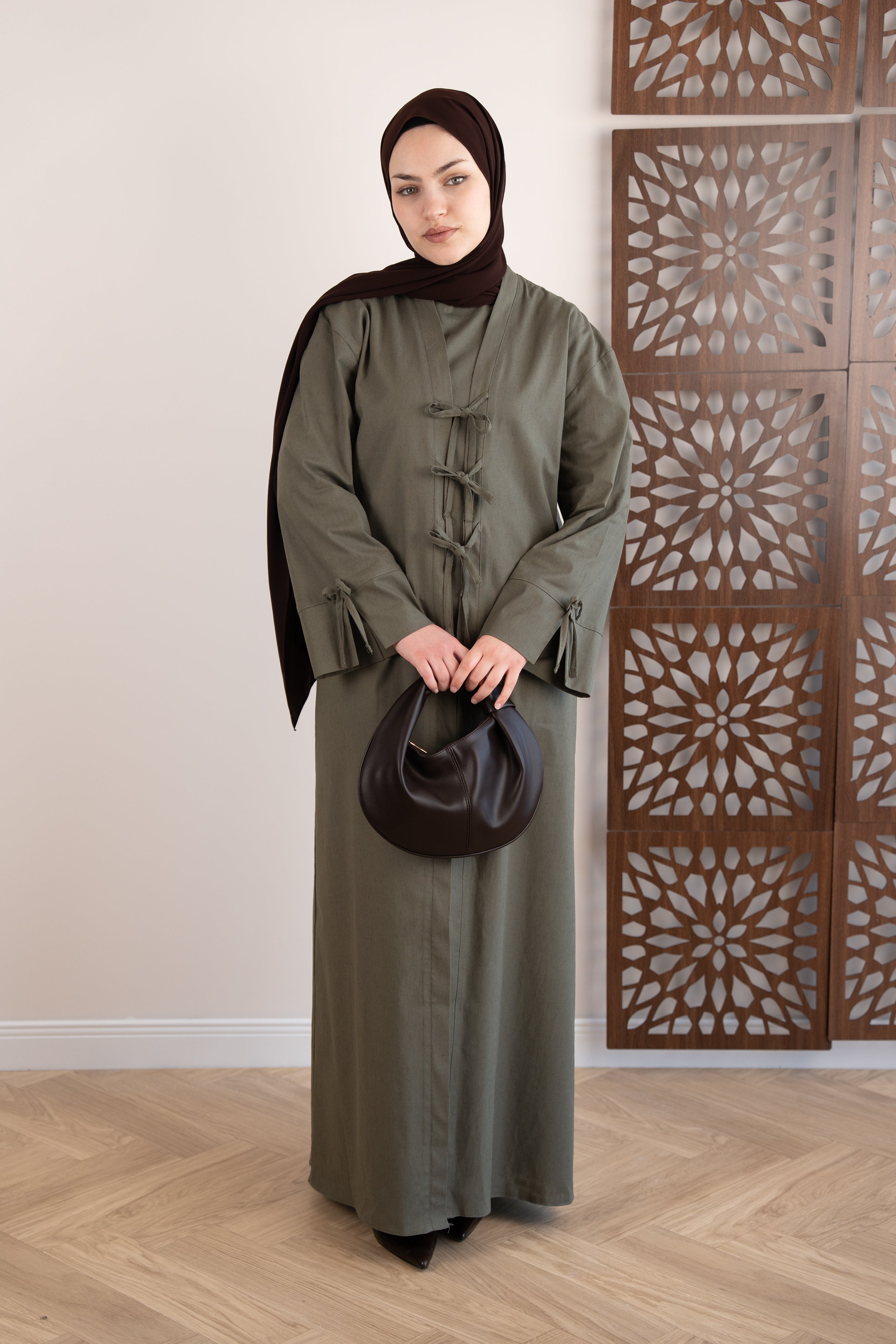 Keten Kimono İkili Takım YEŞİL