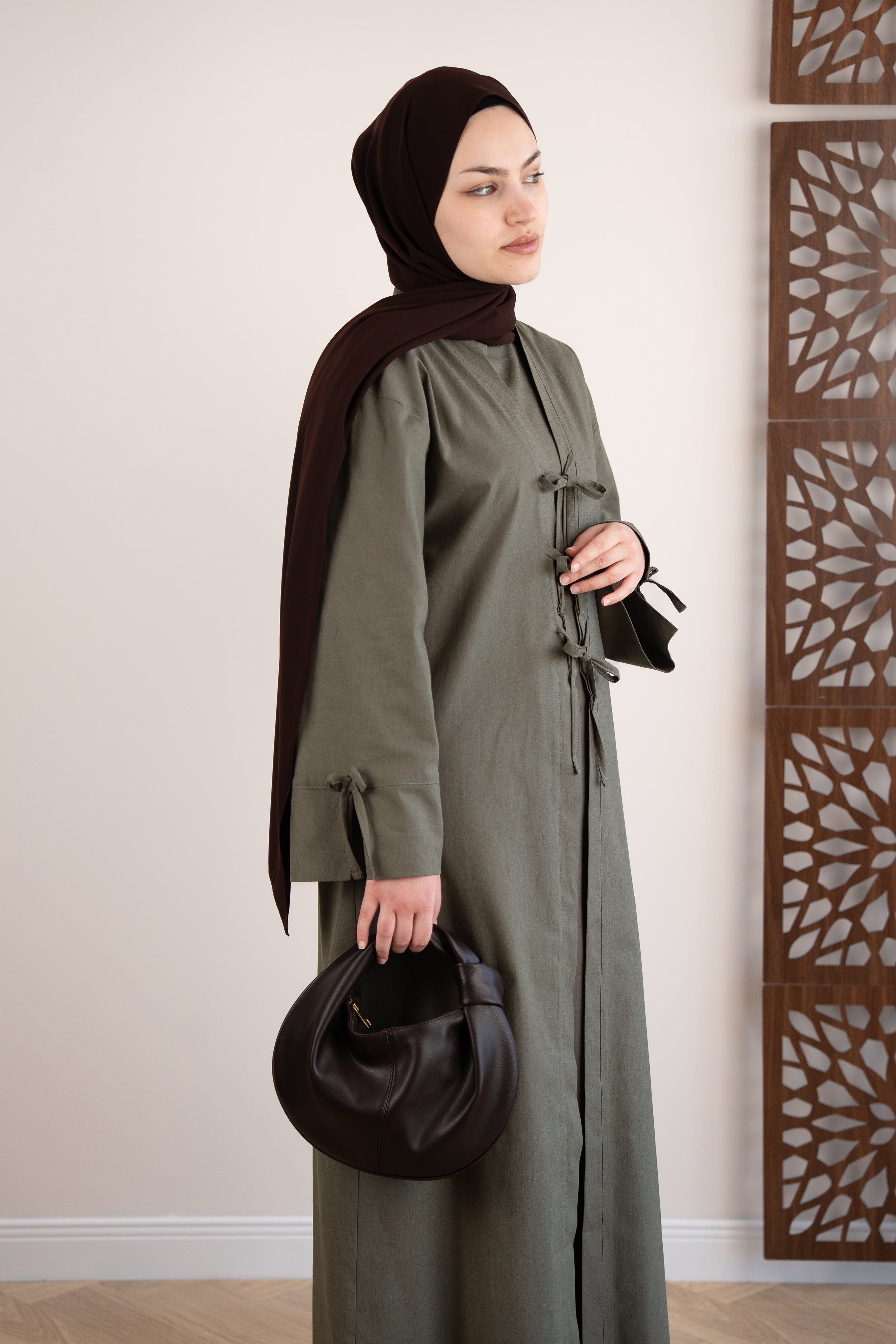 Keten Kimono İkili Takım YEŞİL