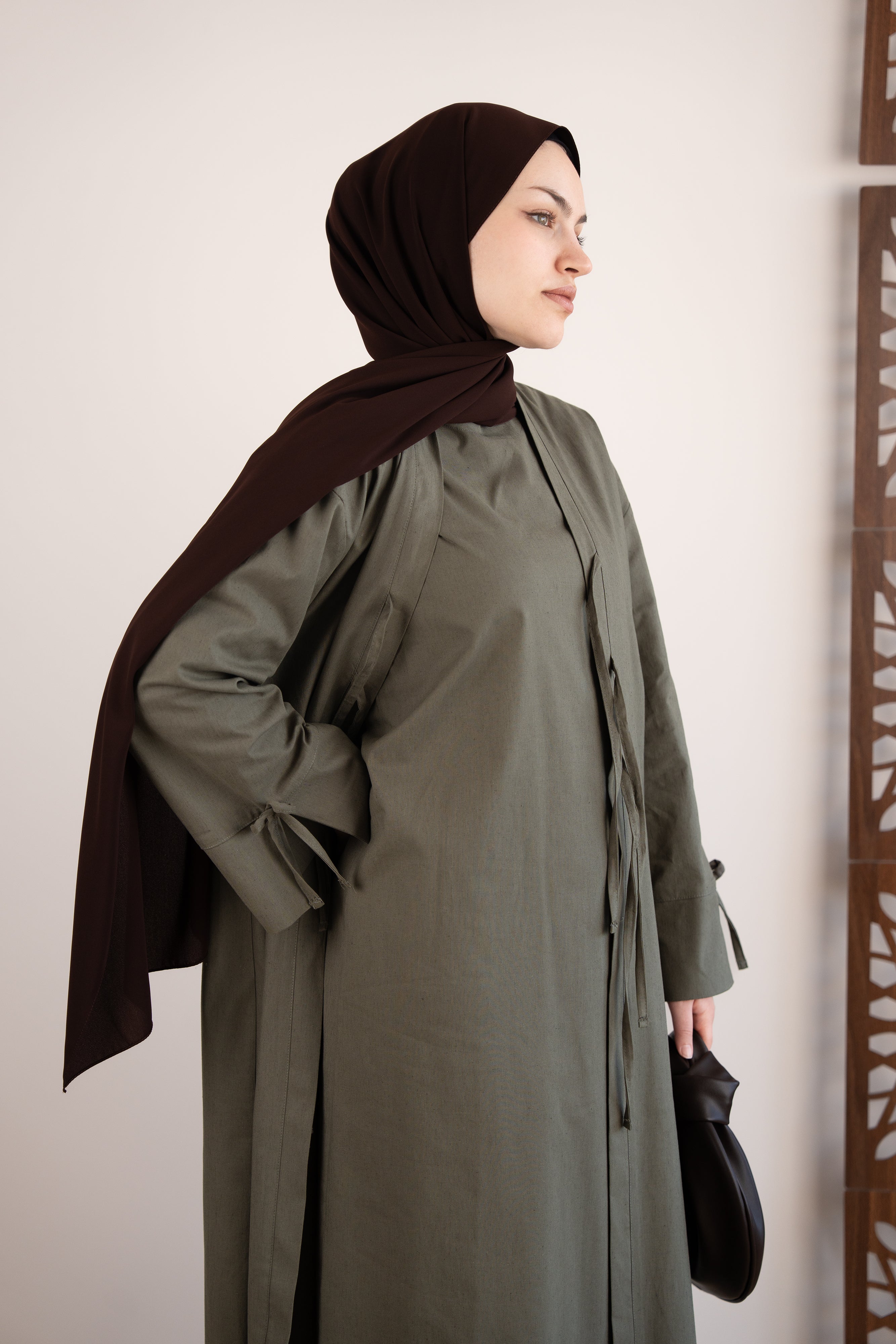 Keten Kimono İkili Takım YEŞİL