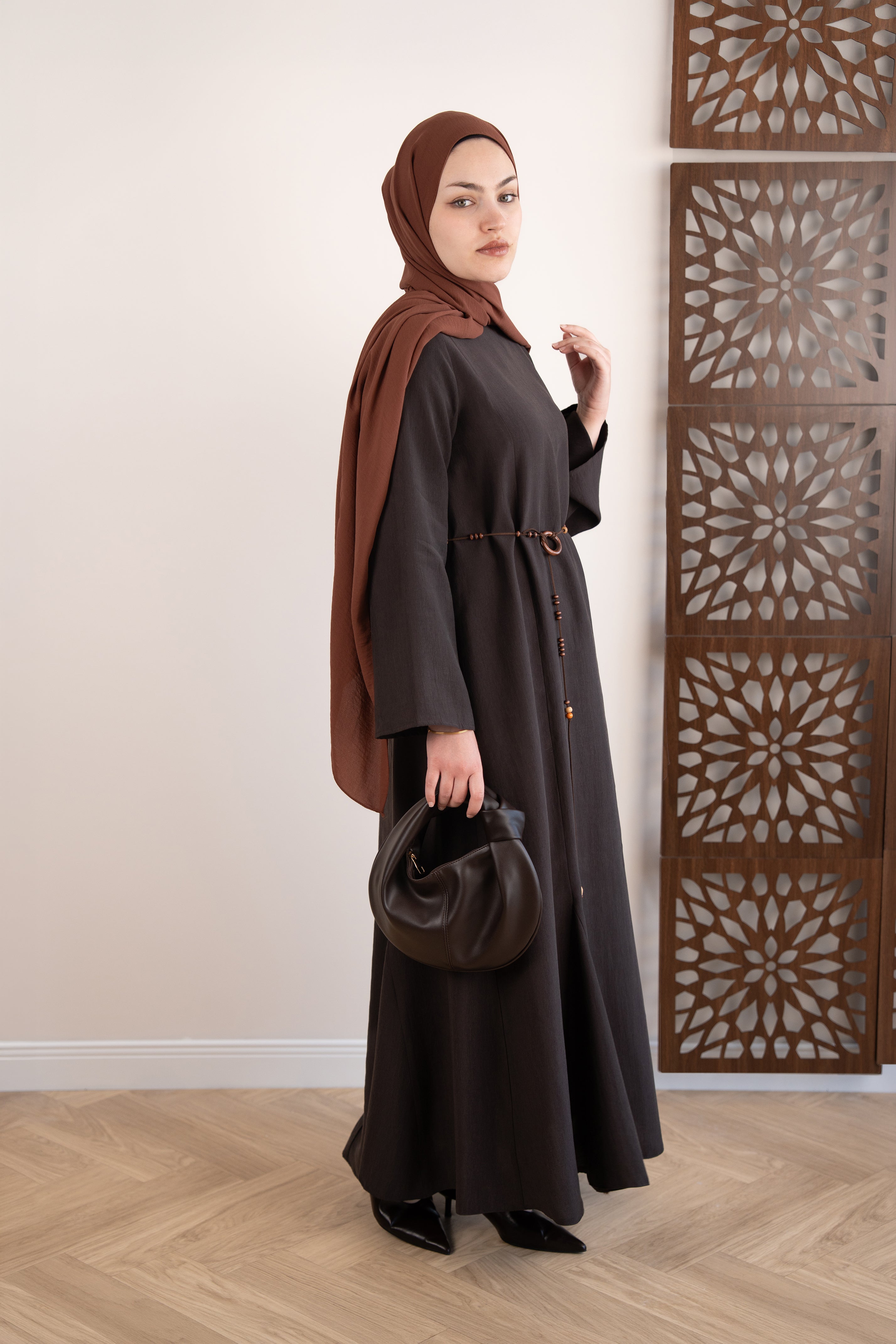 Godeli Modal Elbise KAHVERENGİ