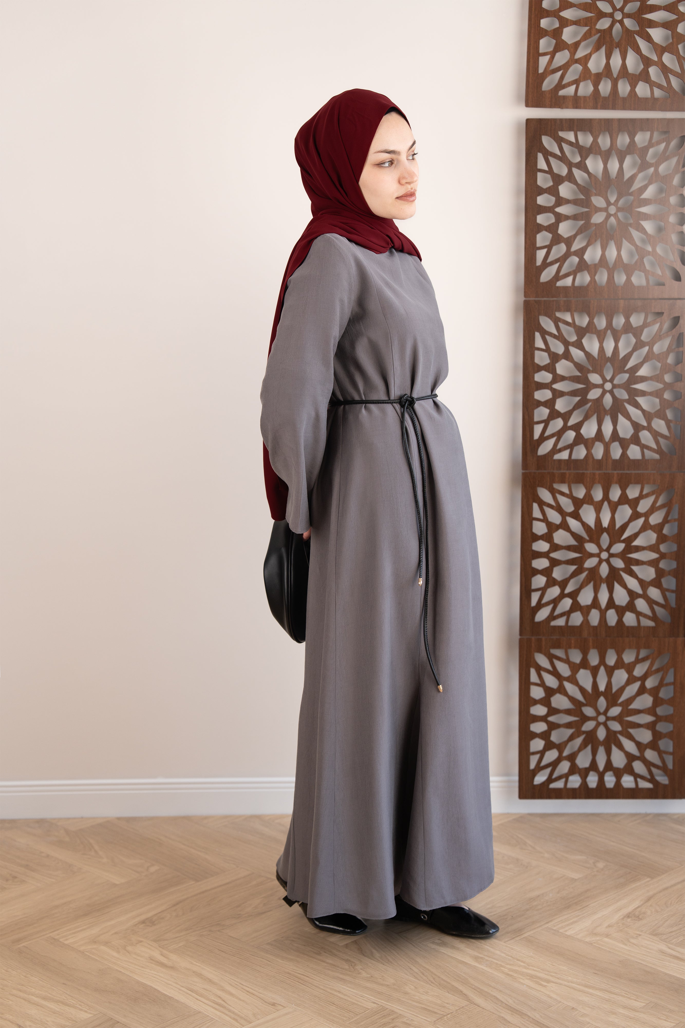 Godeli Modal Elbise GRİ