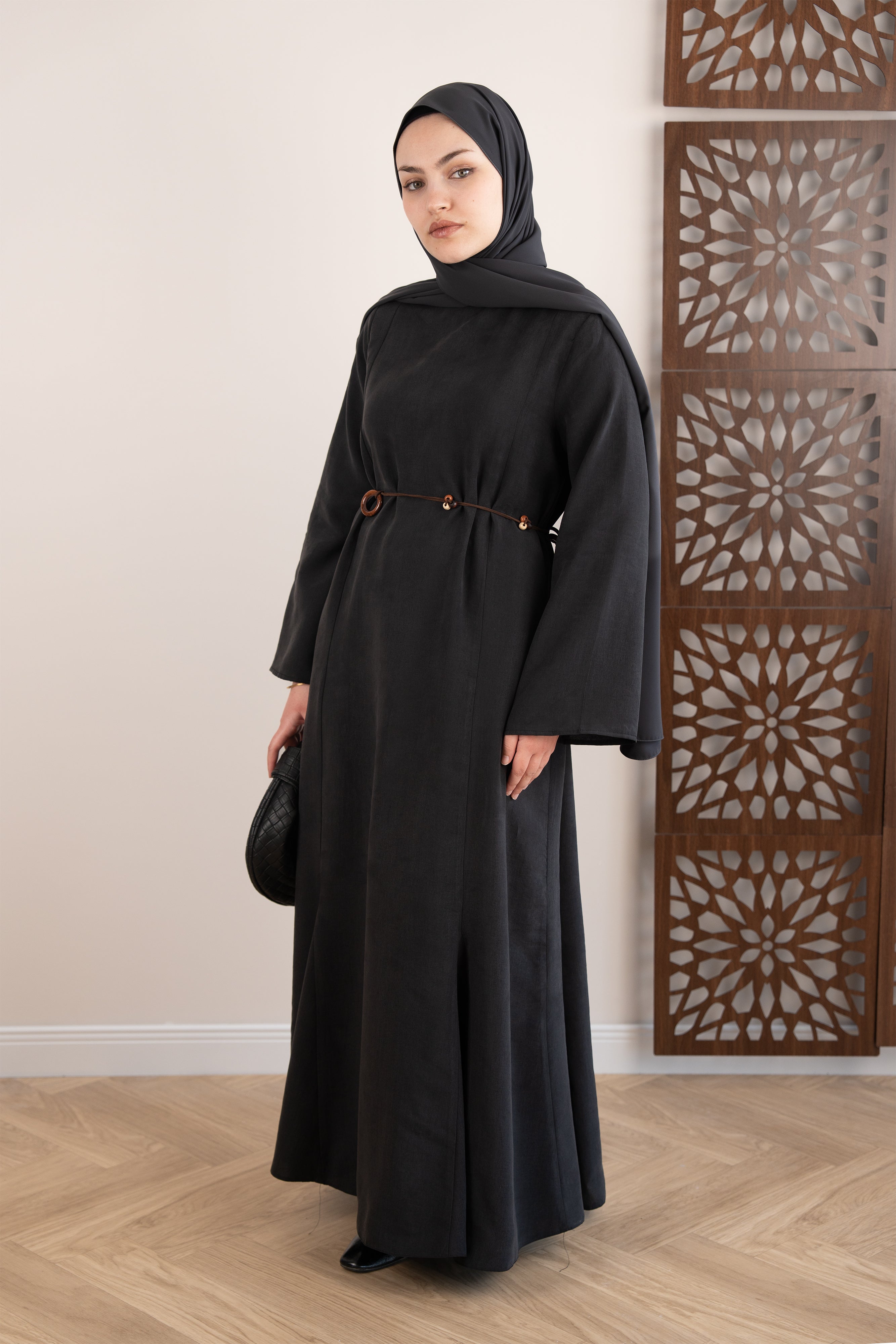 Godeli Modal Elbise Dumanlı Siyah