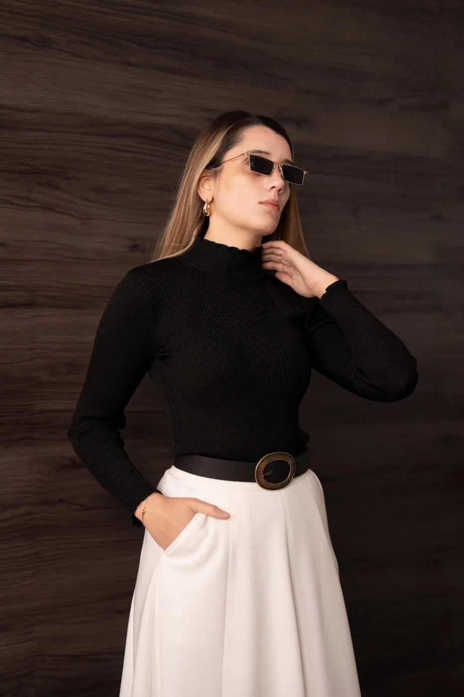 Dik Yaka Triko Body SİYAH