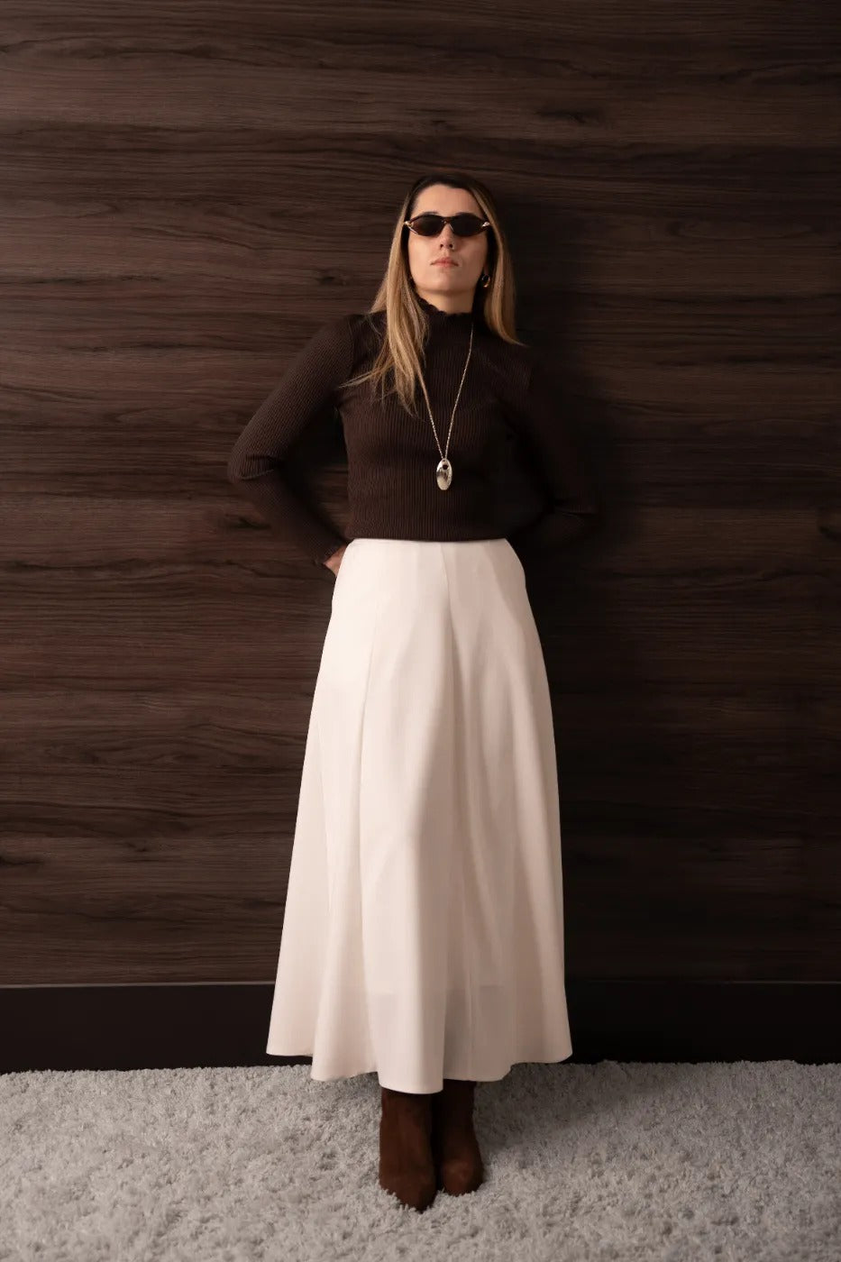 Dik Yaka Triko Body KAHVERENGİ