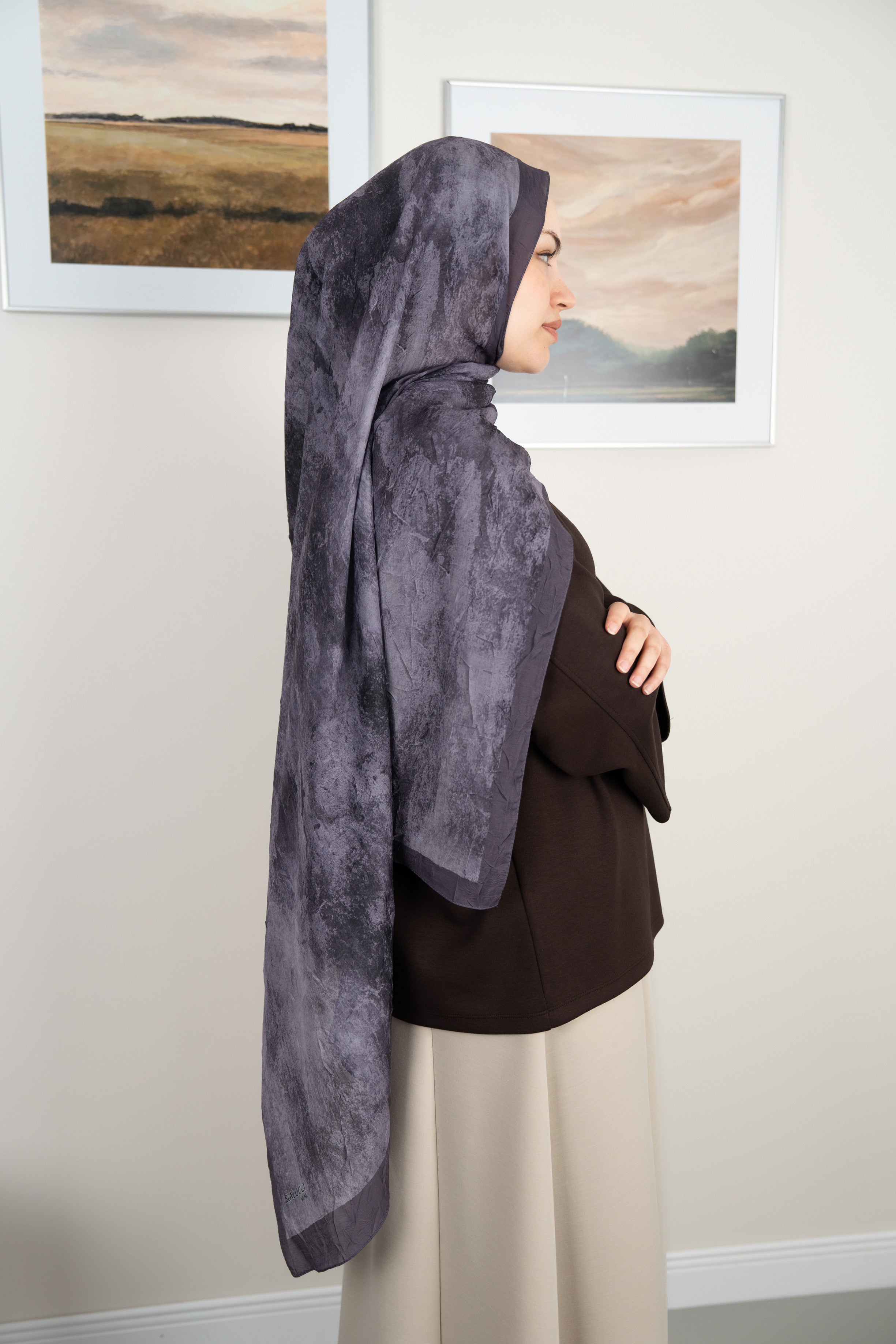 Bulut Desen Şal Leylak