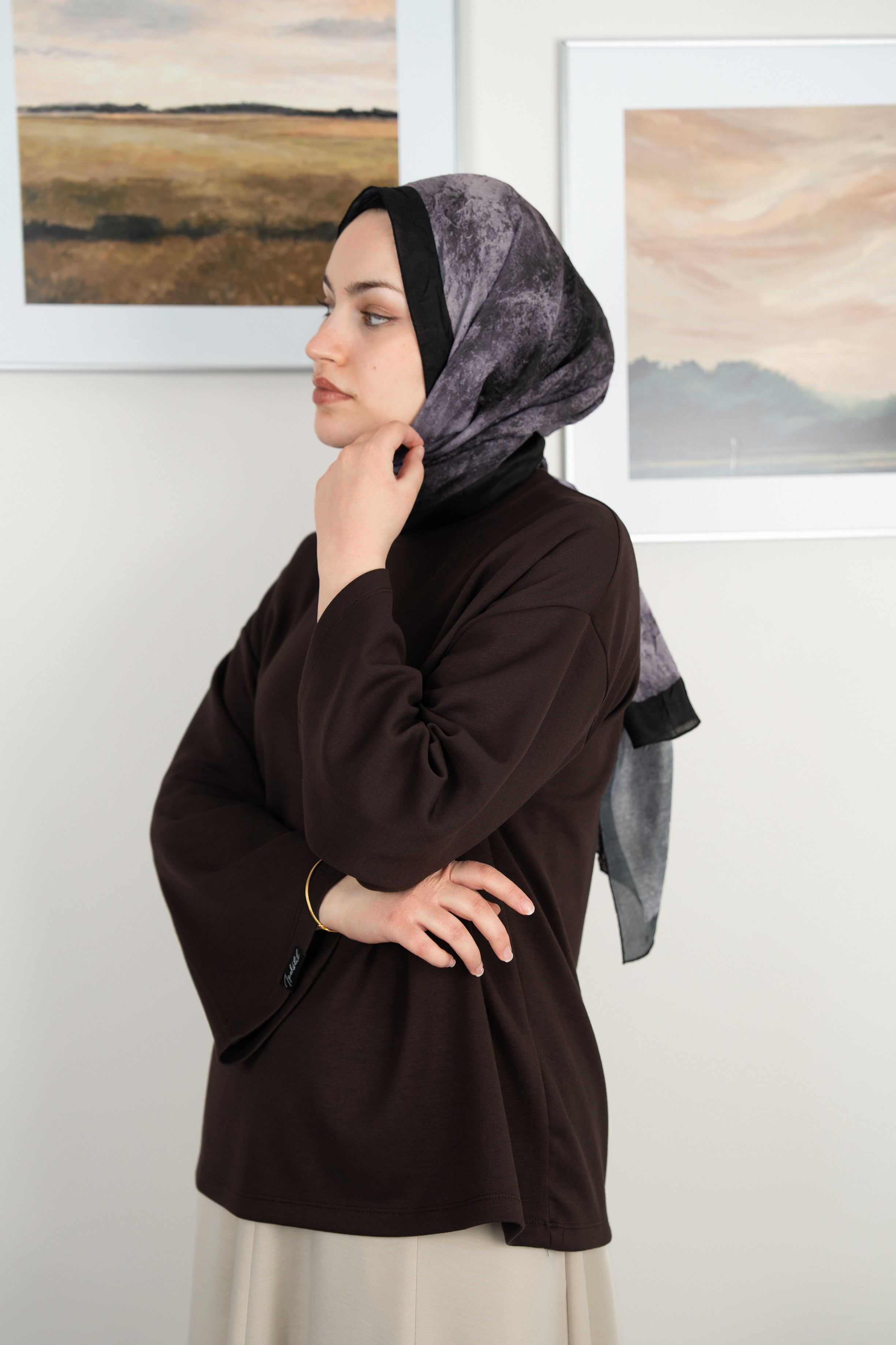 Bulut Desen Şal Antik Mor