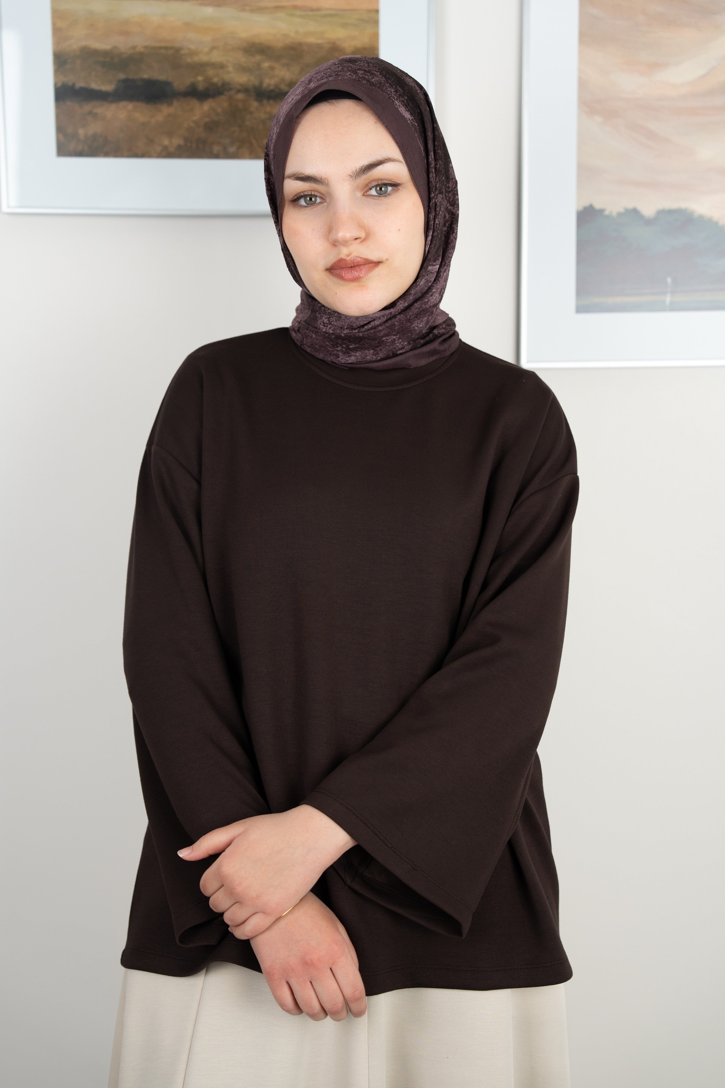 Bulut Desen Şal Tozlu Mor