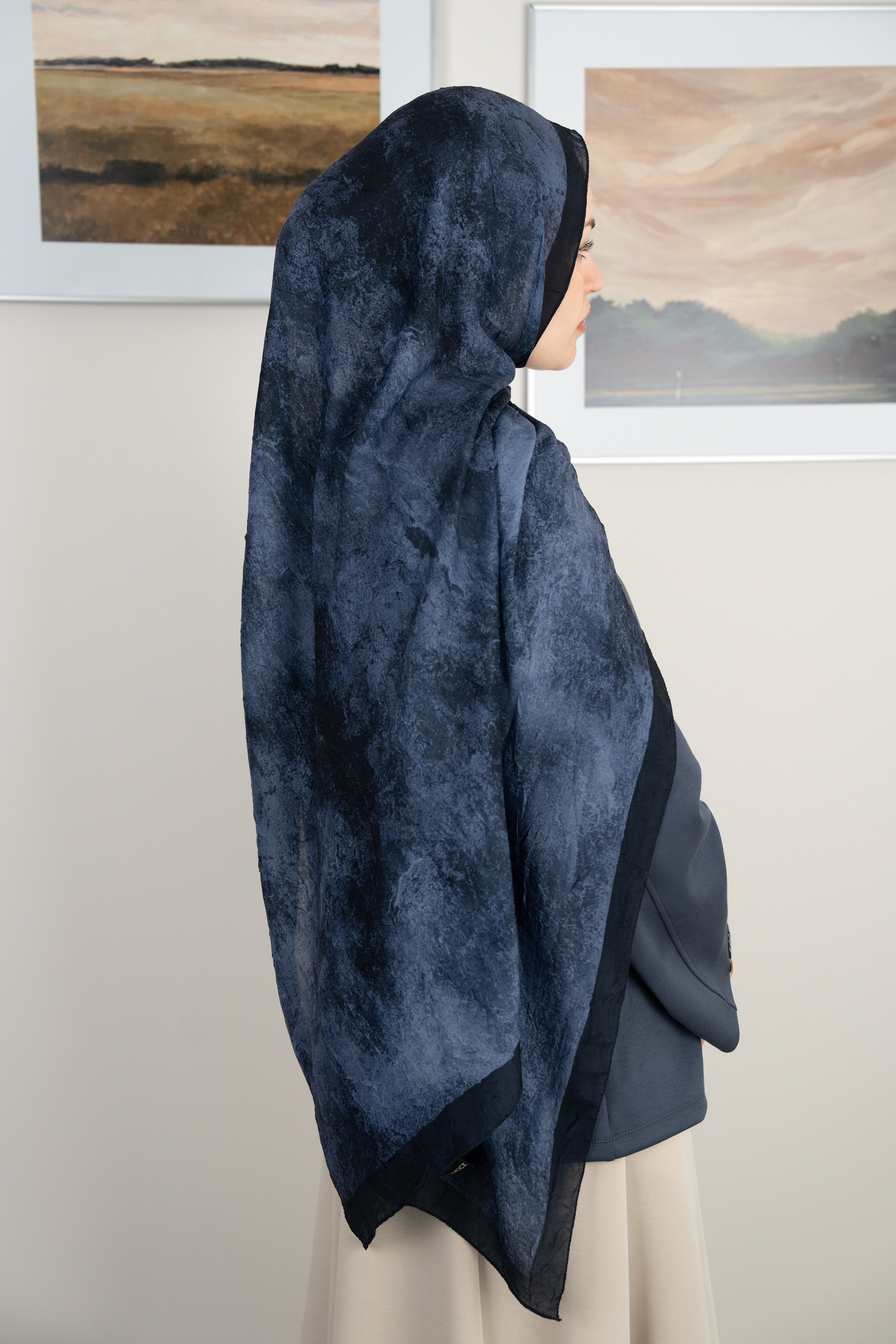 Bulut Desen Şal LACİVERT