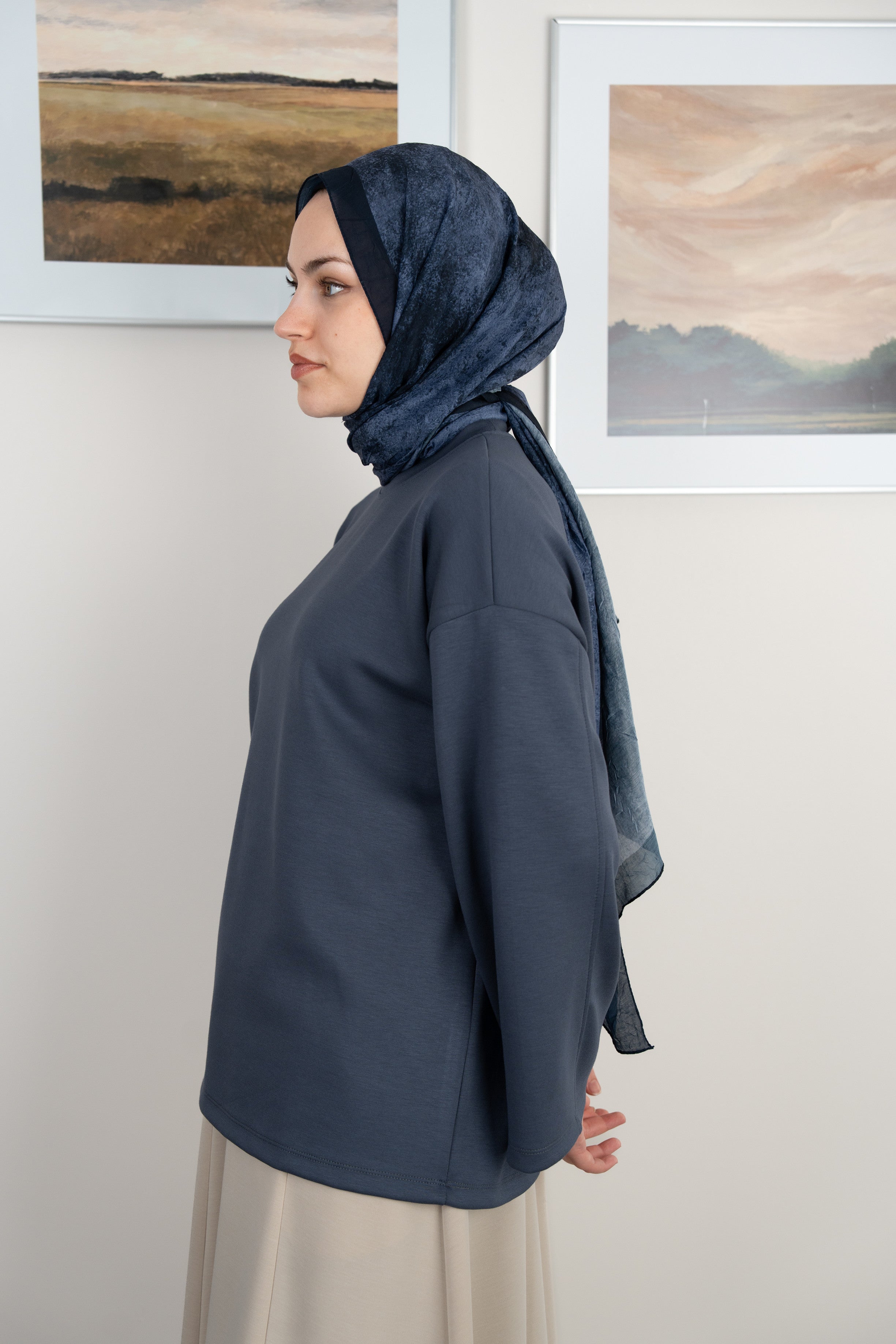 Bulut Desen Şal LACİVERT