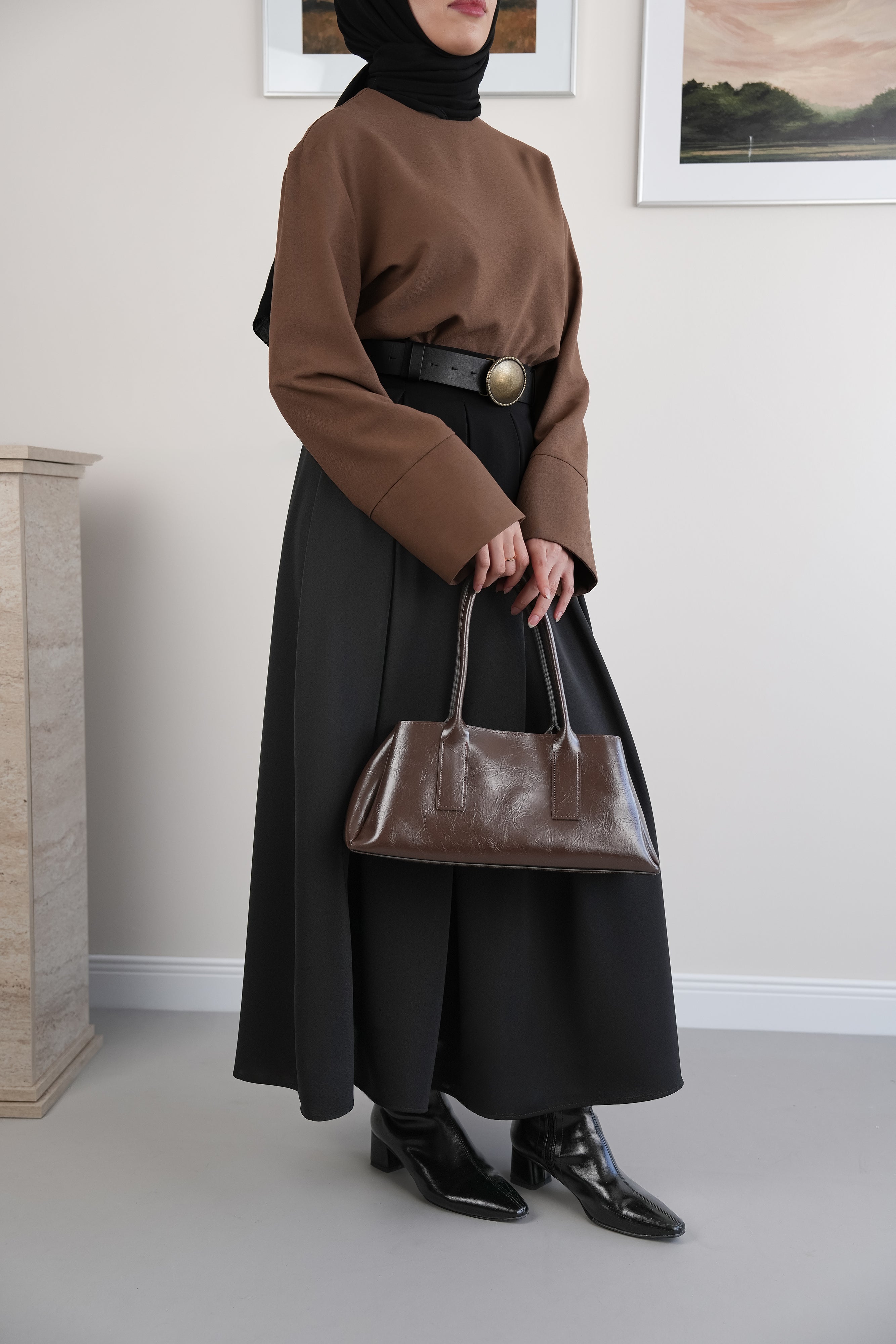 Geniş Pileli Etek SİYAH