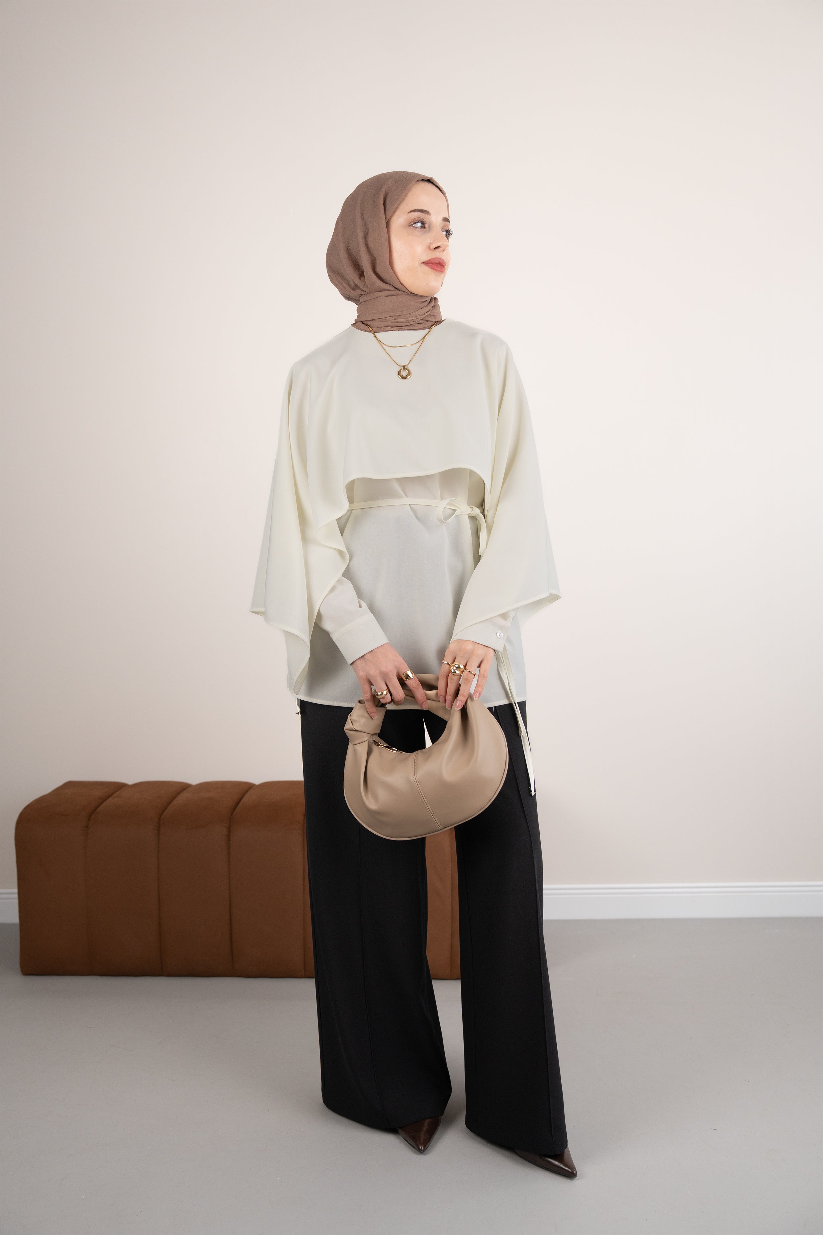 Pelerinli Tunik EKRU