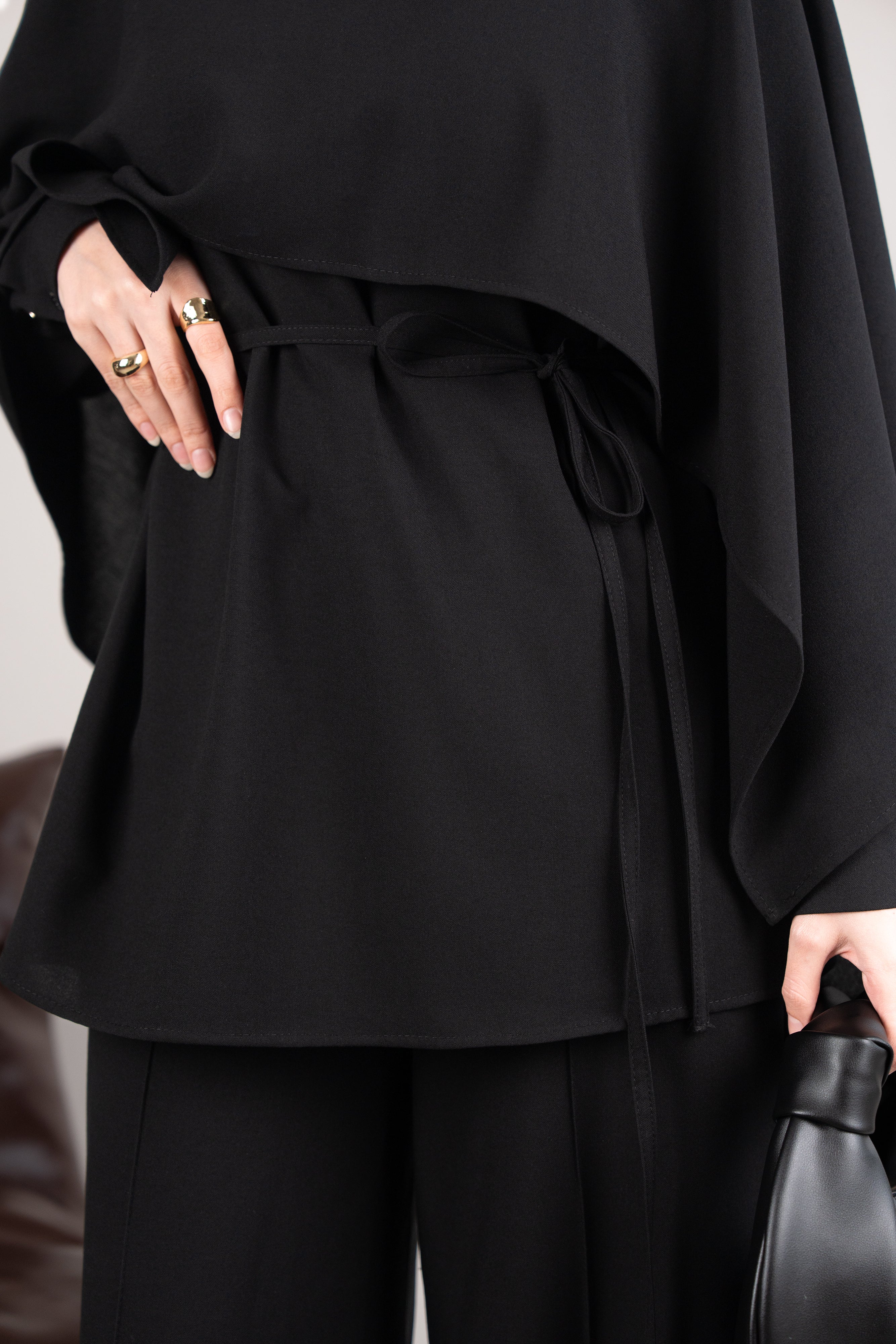 Pelerinli Tunik SİYAH