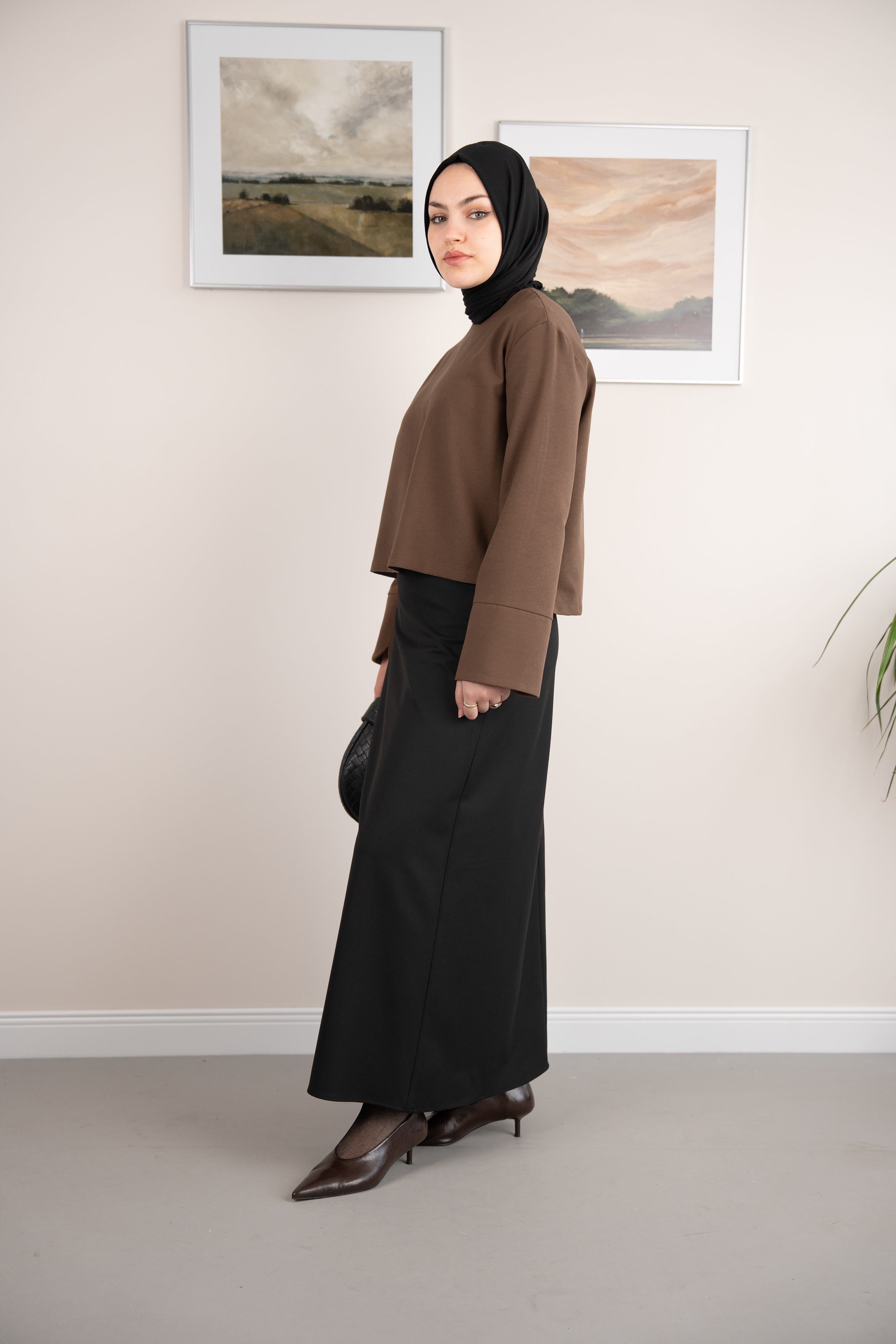 Manşetli Bluz KAHVERENGİ