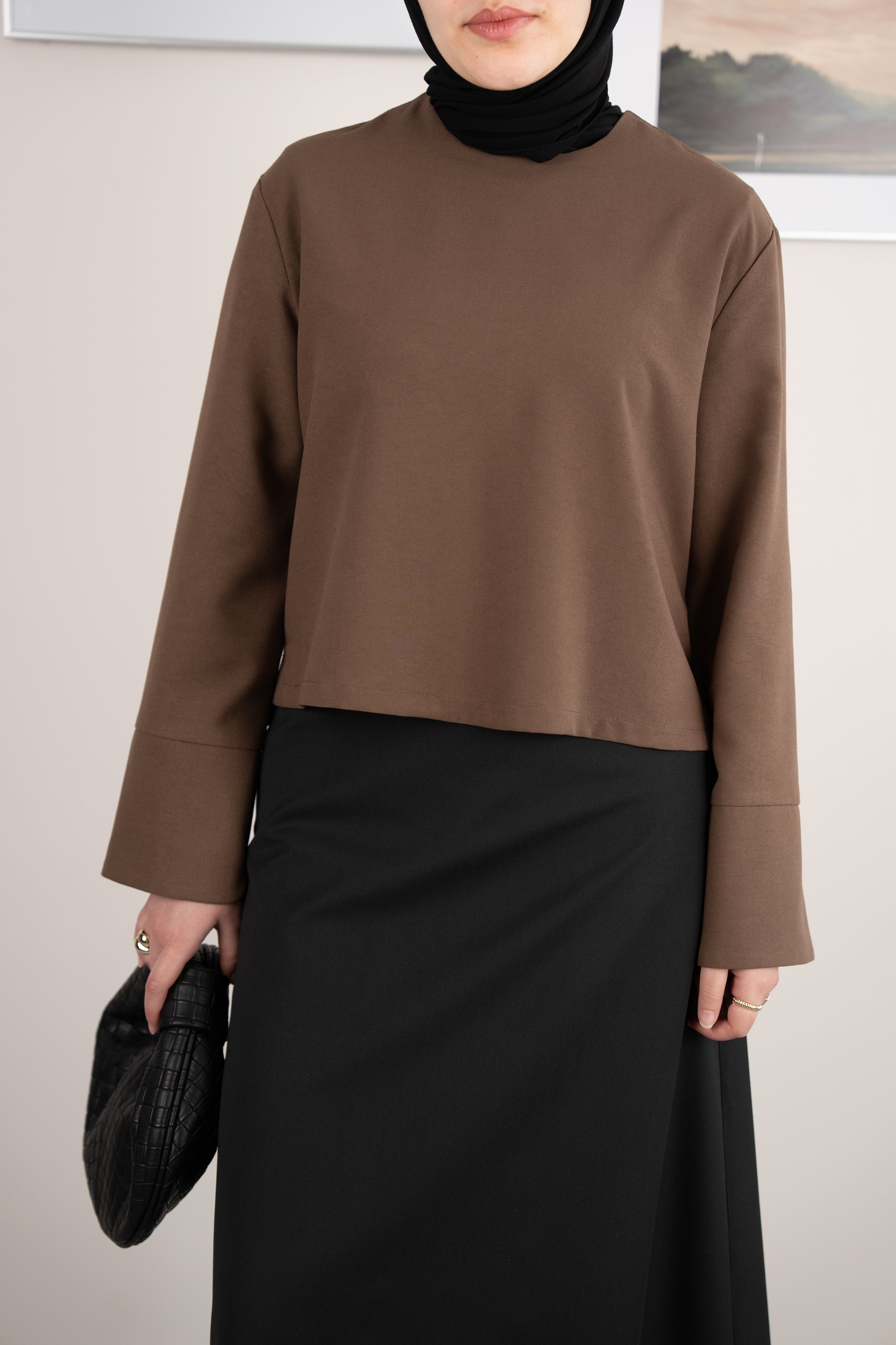 Manşetli Bluz KAHVERENGİ