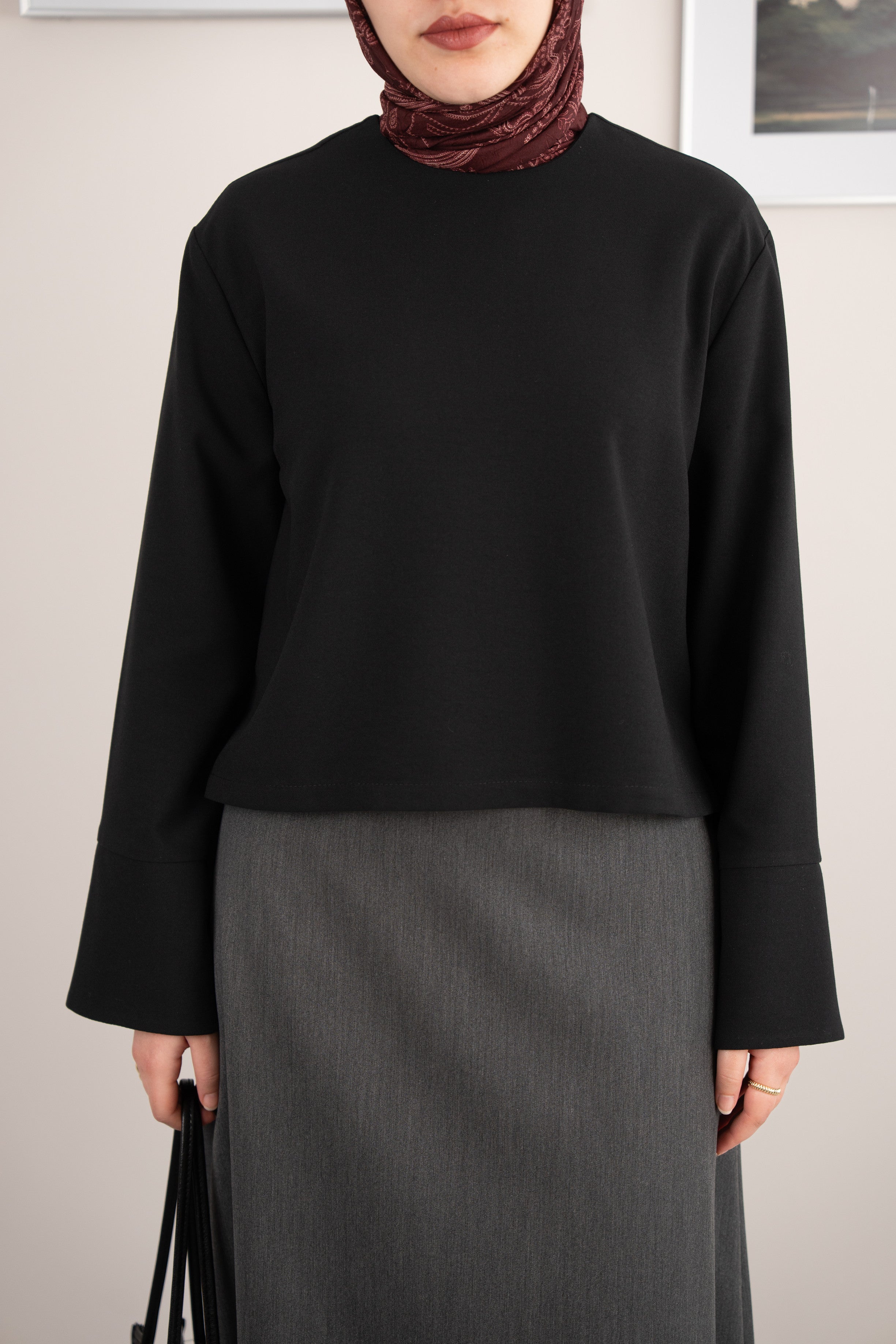 Manşetli Bluz SİYAH