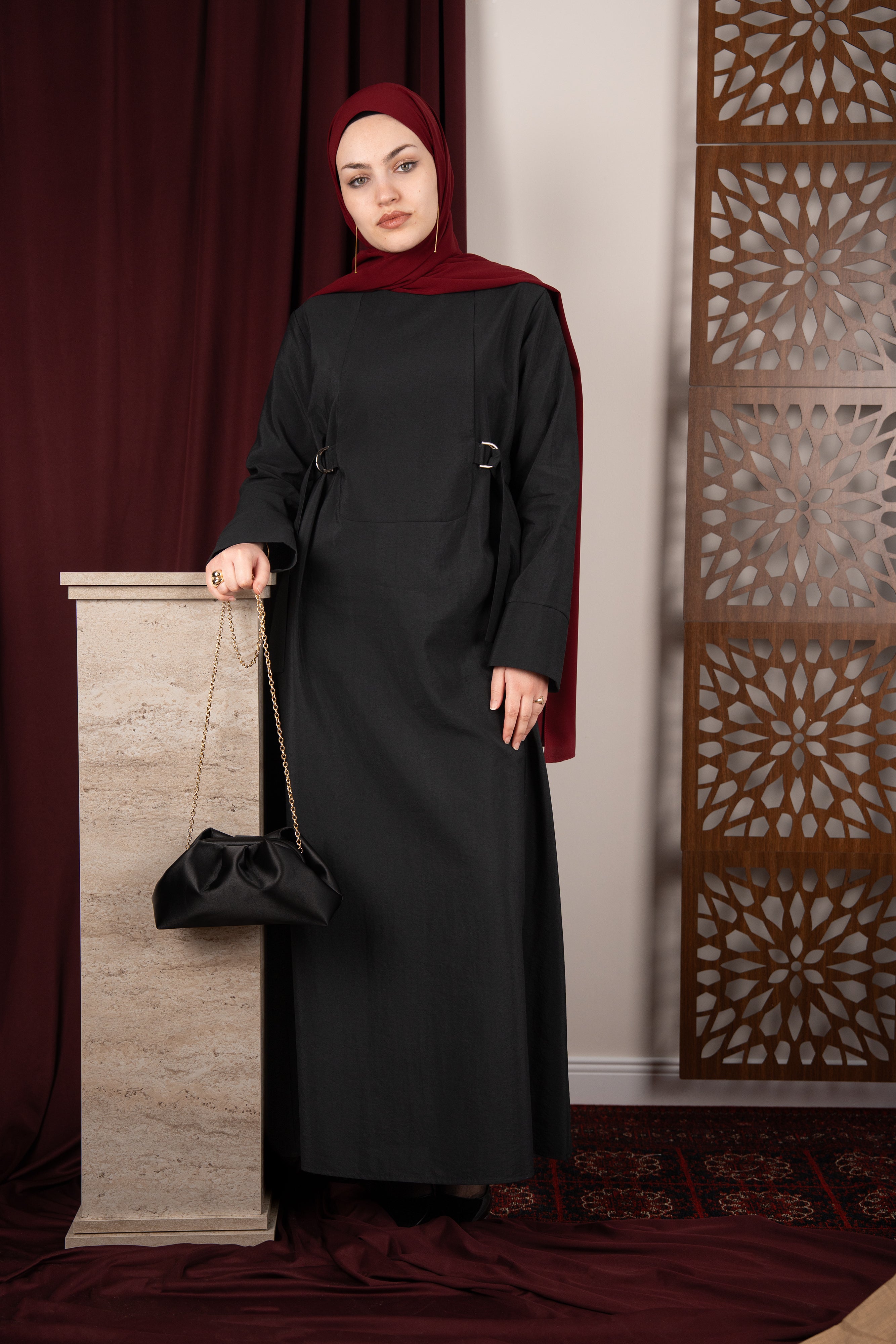 D Tokalı Elbise SİYAH