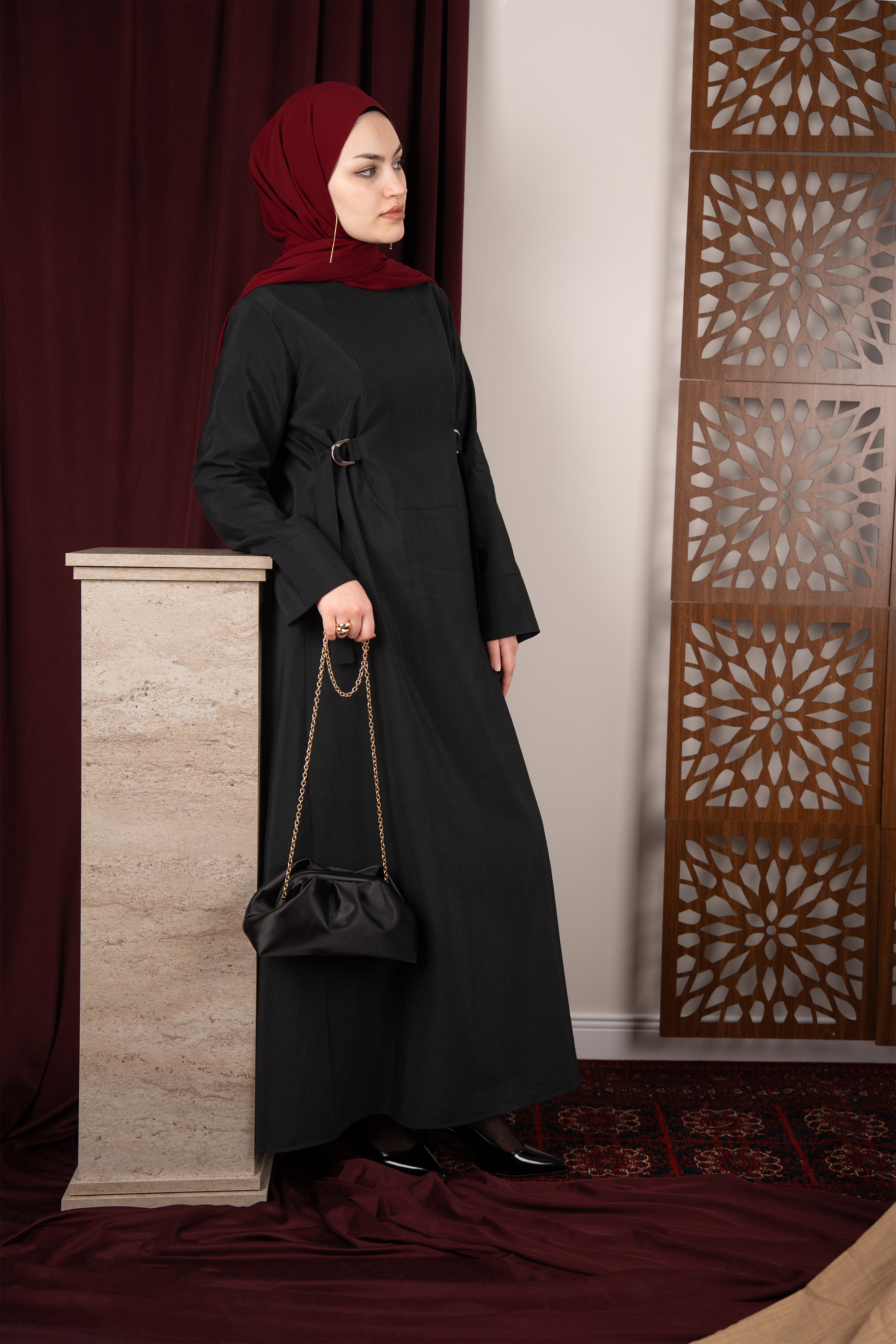 D Tokalı Elbise SİYAH