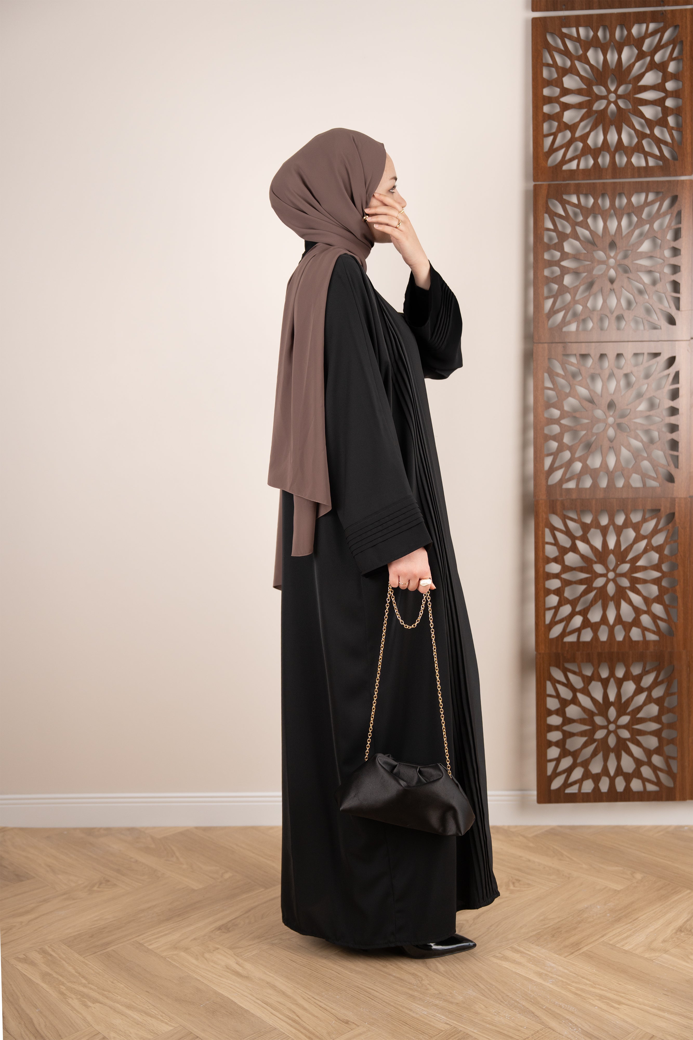 Nervürlü Abaya SİYAH