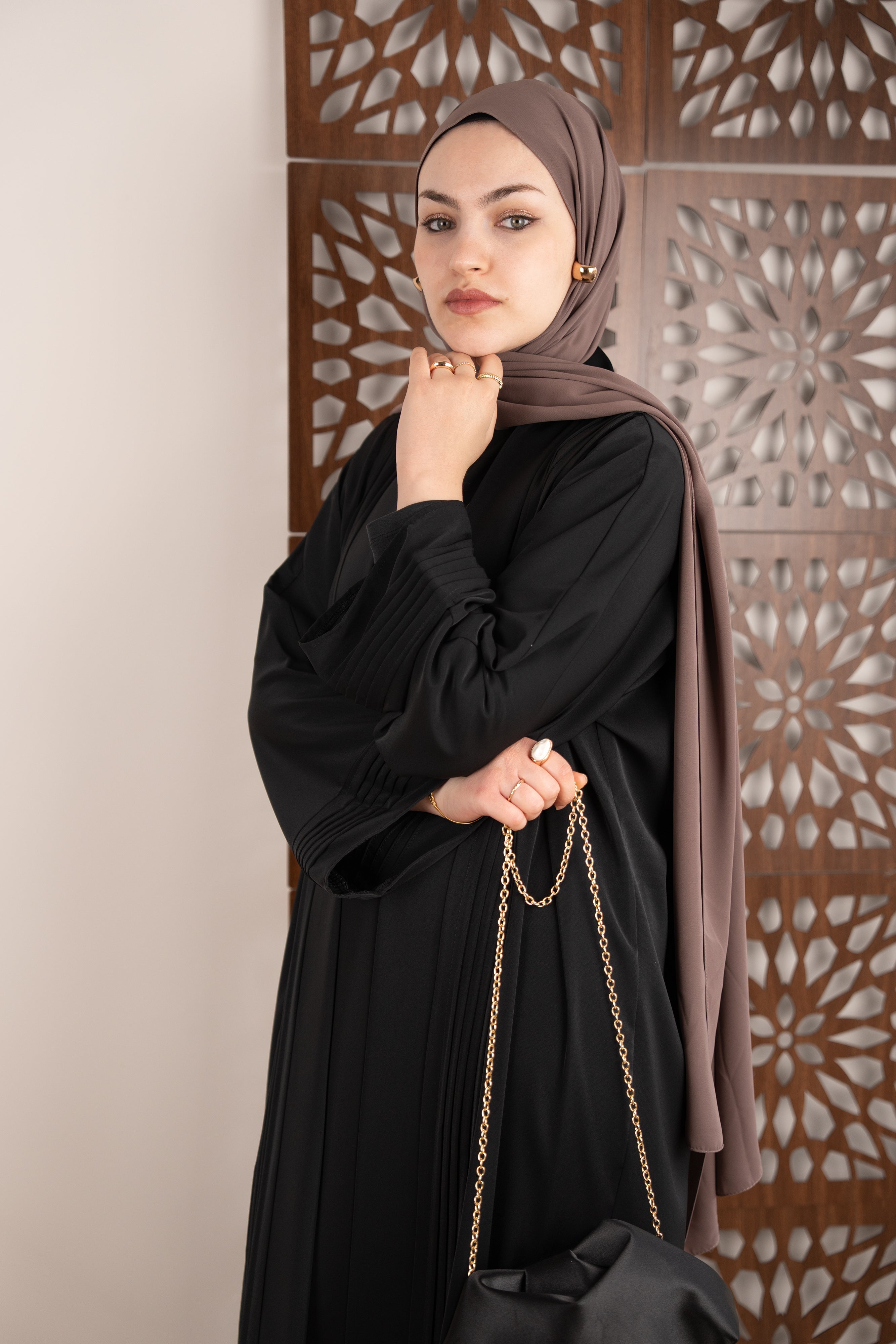 Nervürlü Abaya SİYAH