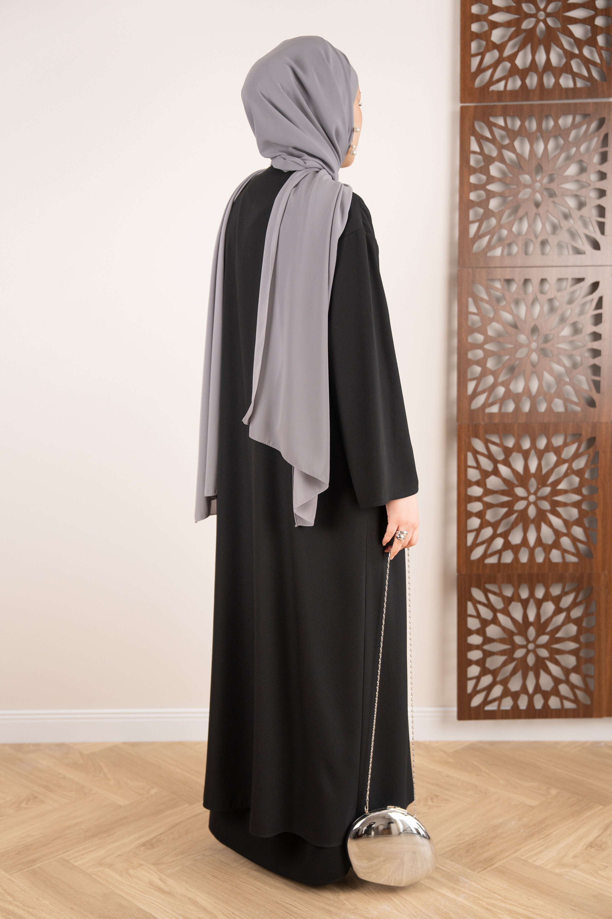 Şerit Düğmeli Abaya SİYAH