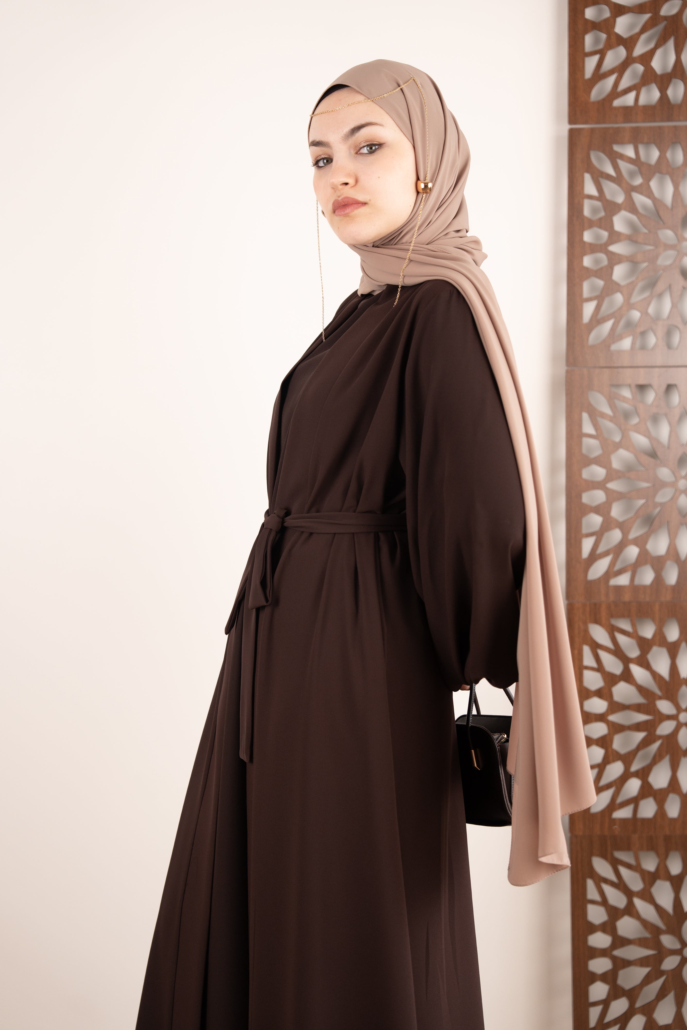 Luxury Abaya Takım KAHVERENGİ