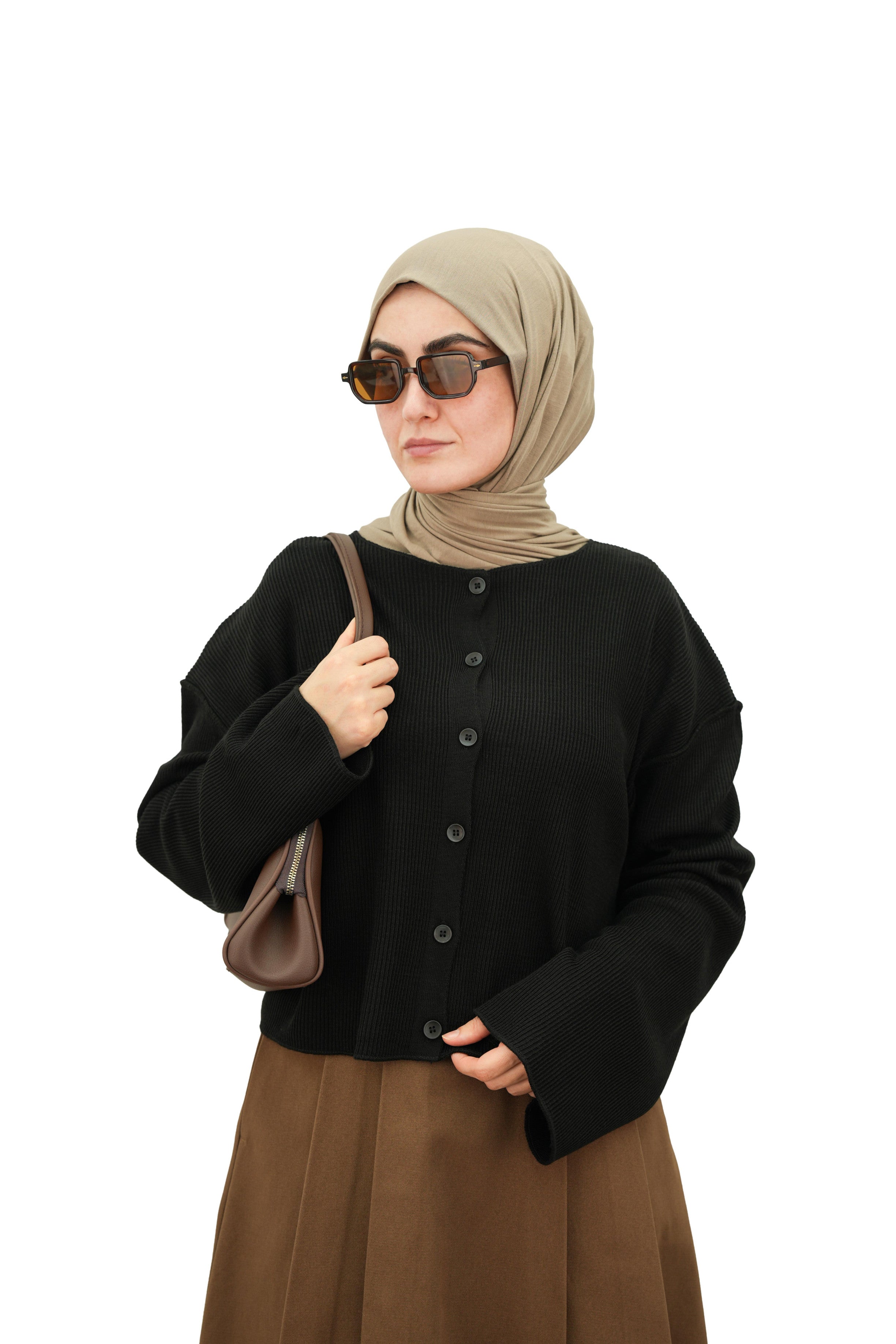 Düğmeli Basıc Hırka SİYAH