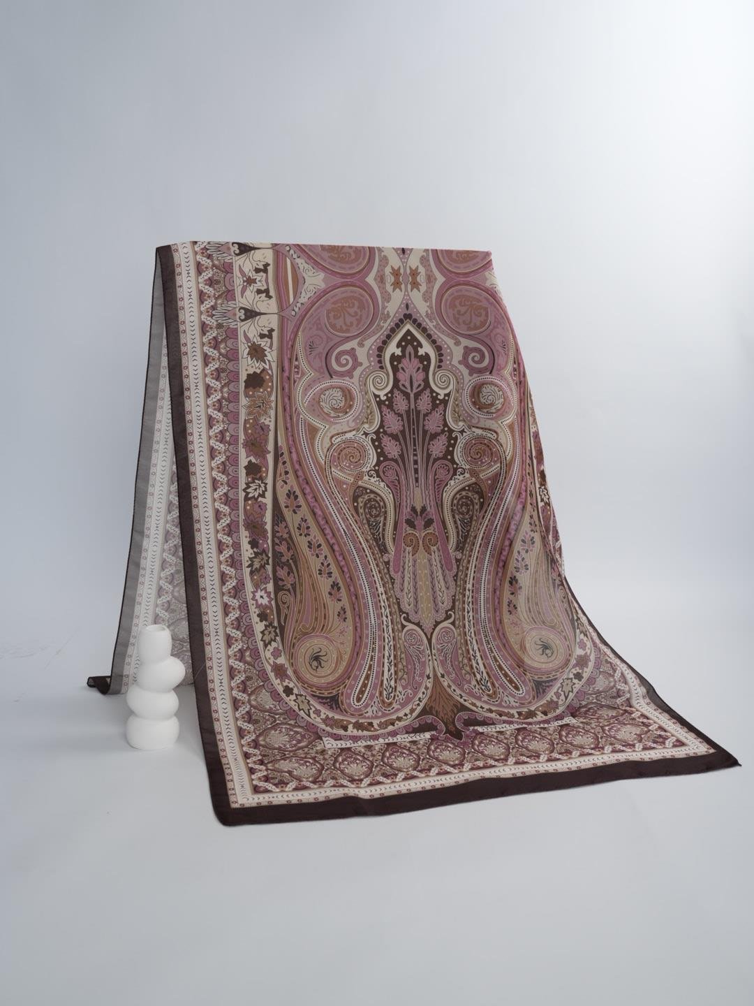 Etnik Noura Desen Şal Kahverengi