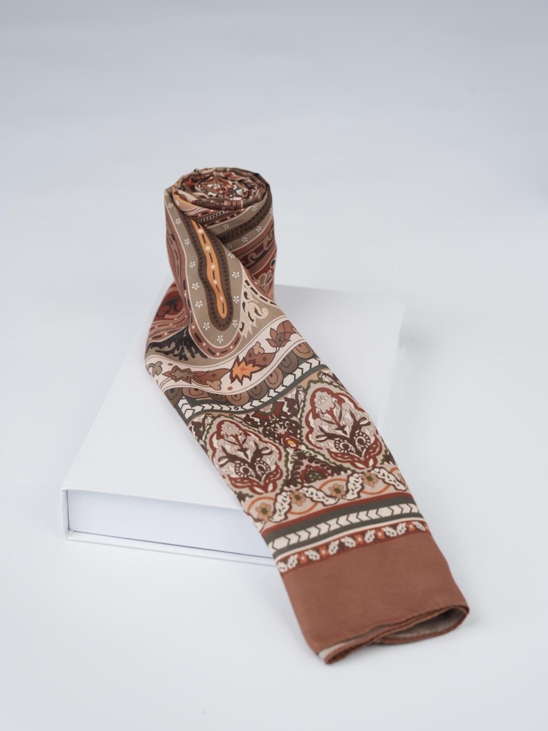 Etnik Noura Desen Şal Sütlü Kahve