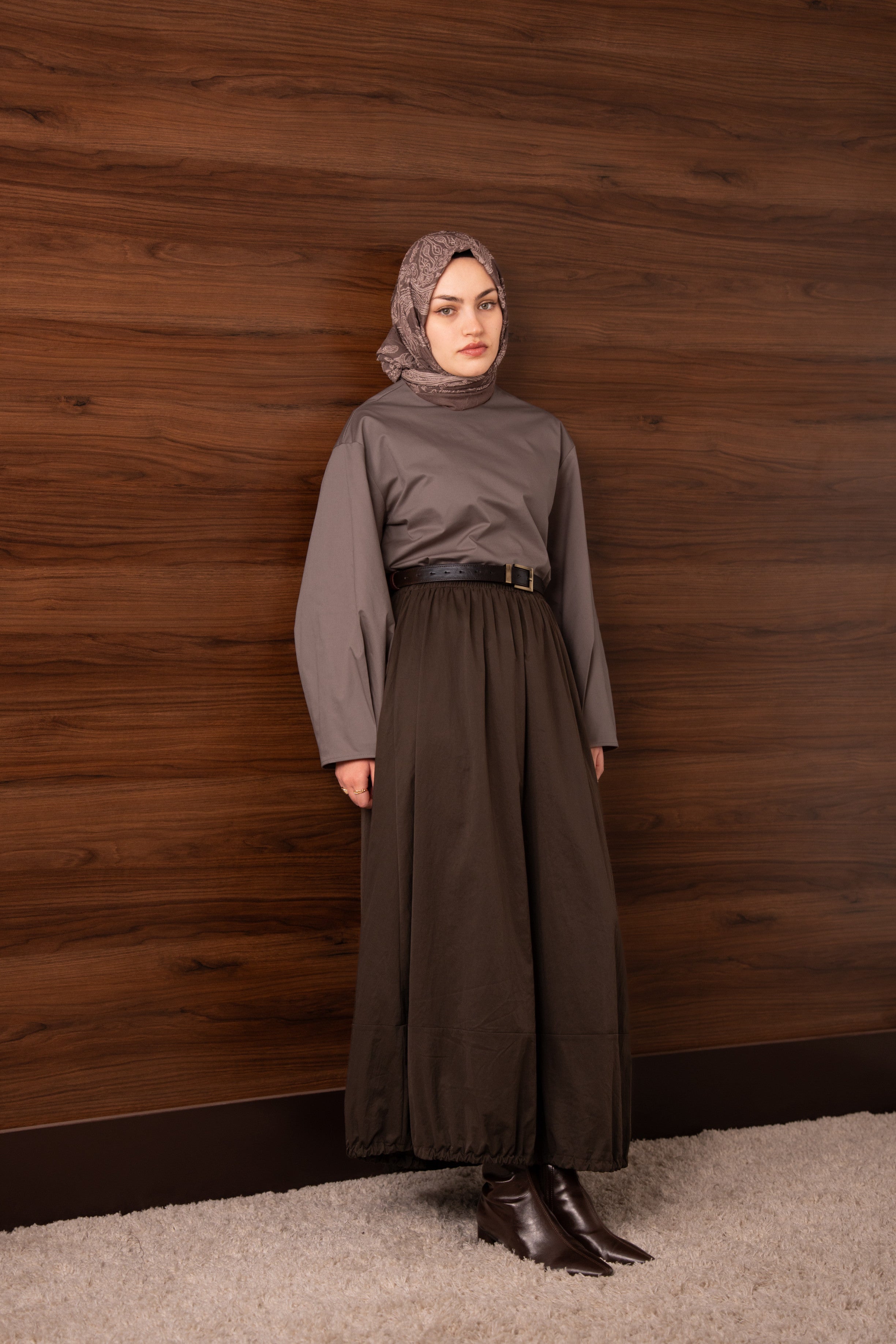 Etek Ucu Tünelli Etek KAHVERENGİ