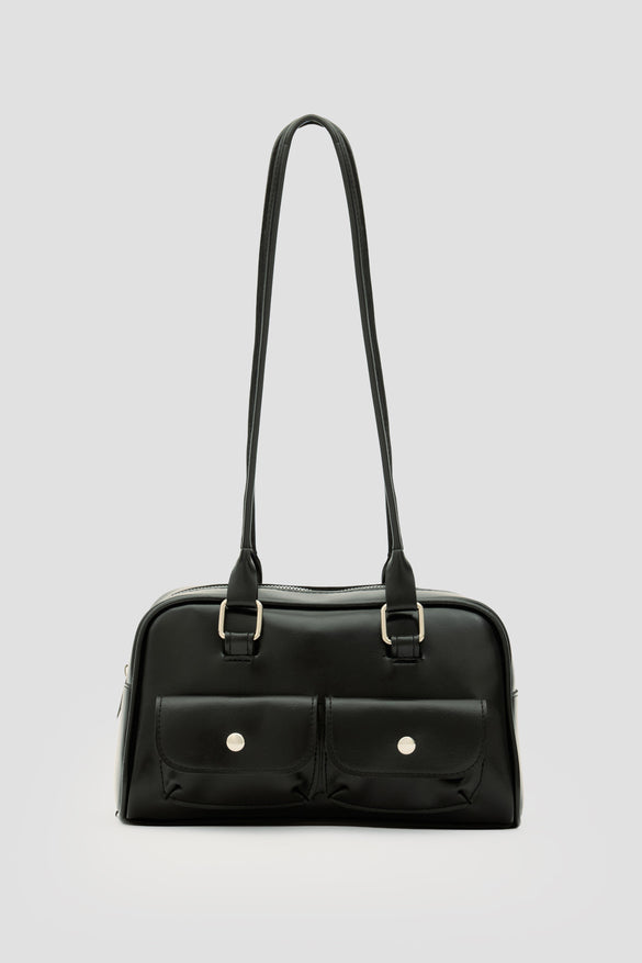 Çift Cepli Omuz Çantası SİYAH