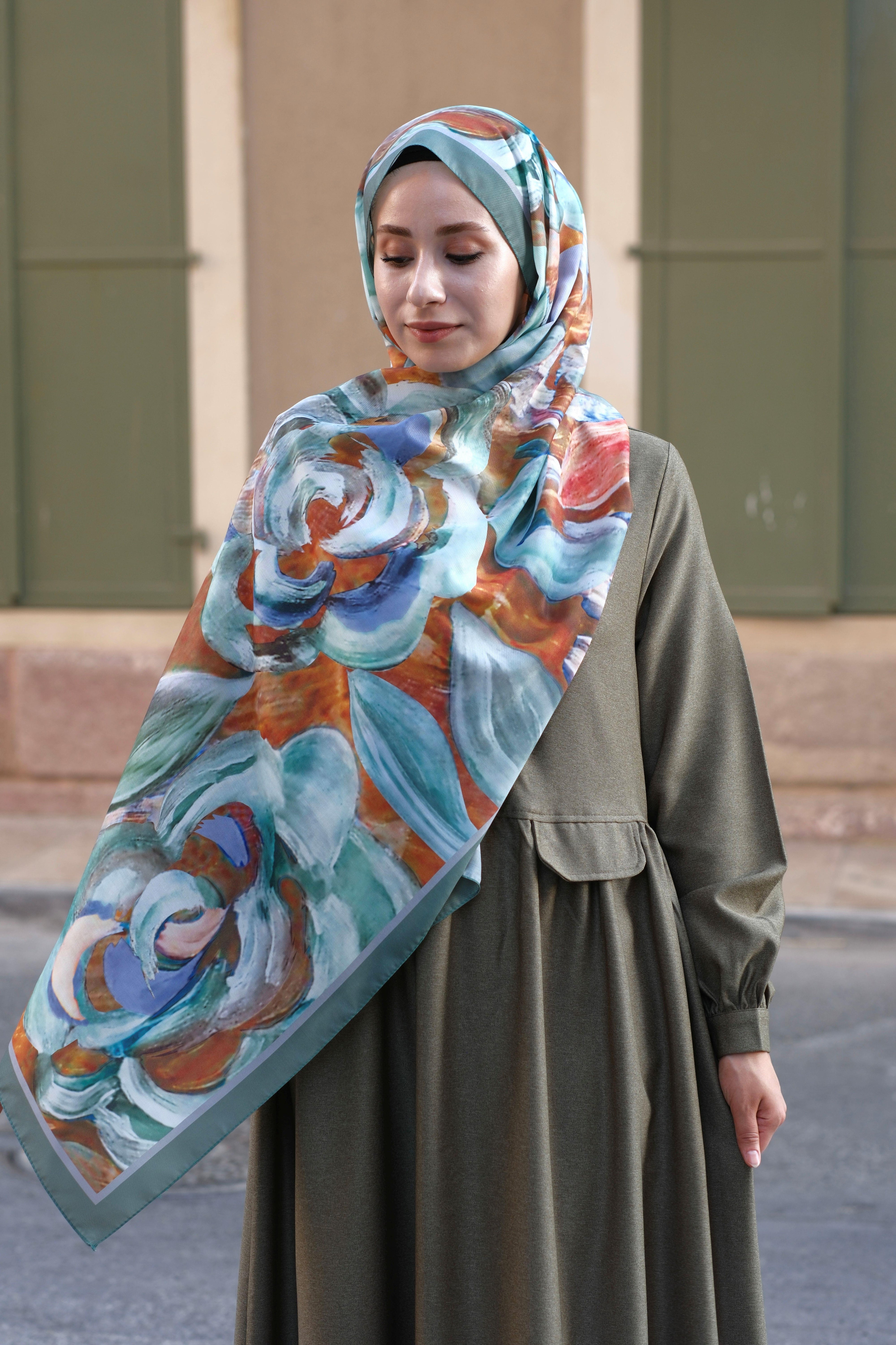 Gül Desenli Şal SOFT MİNT