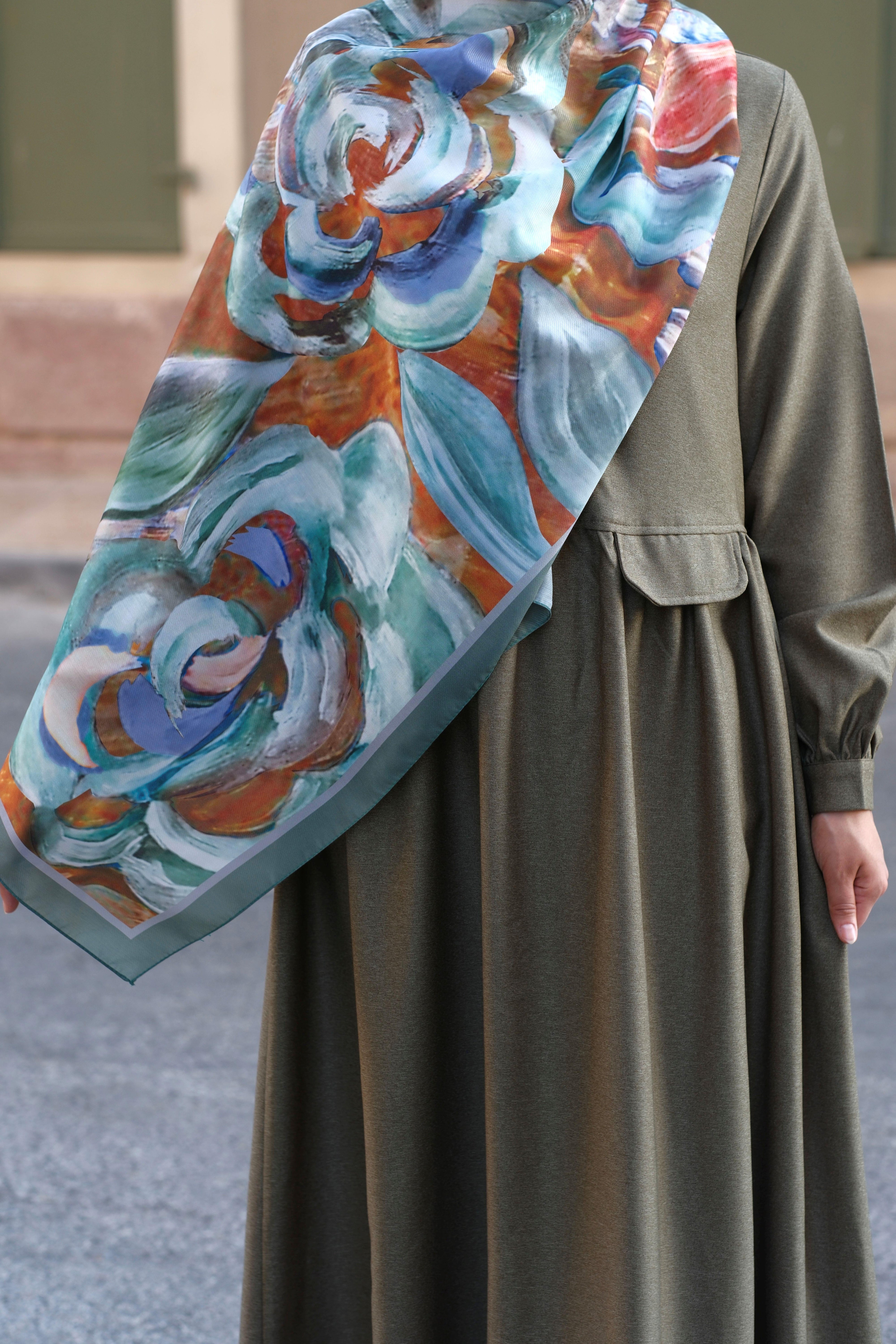 Gül Desenli Şal SOFT MİNT