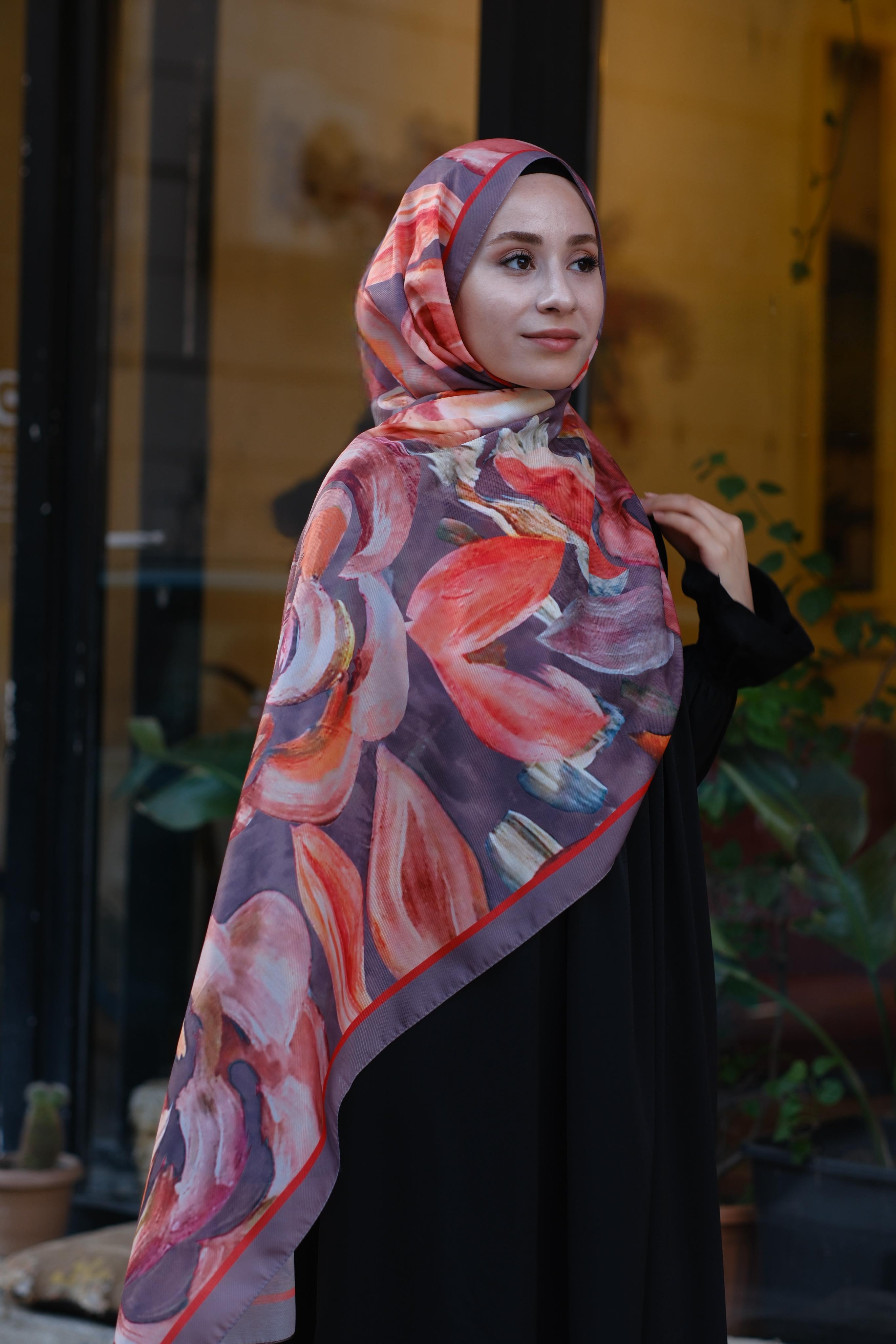 Gül Desenli Şal VİZON