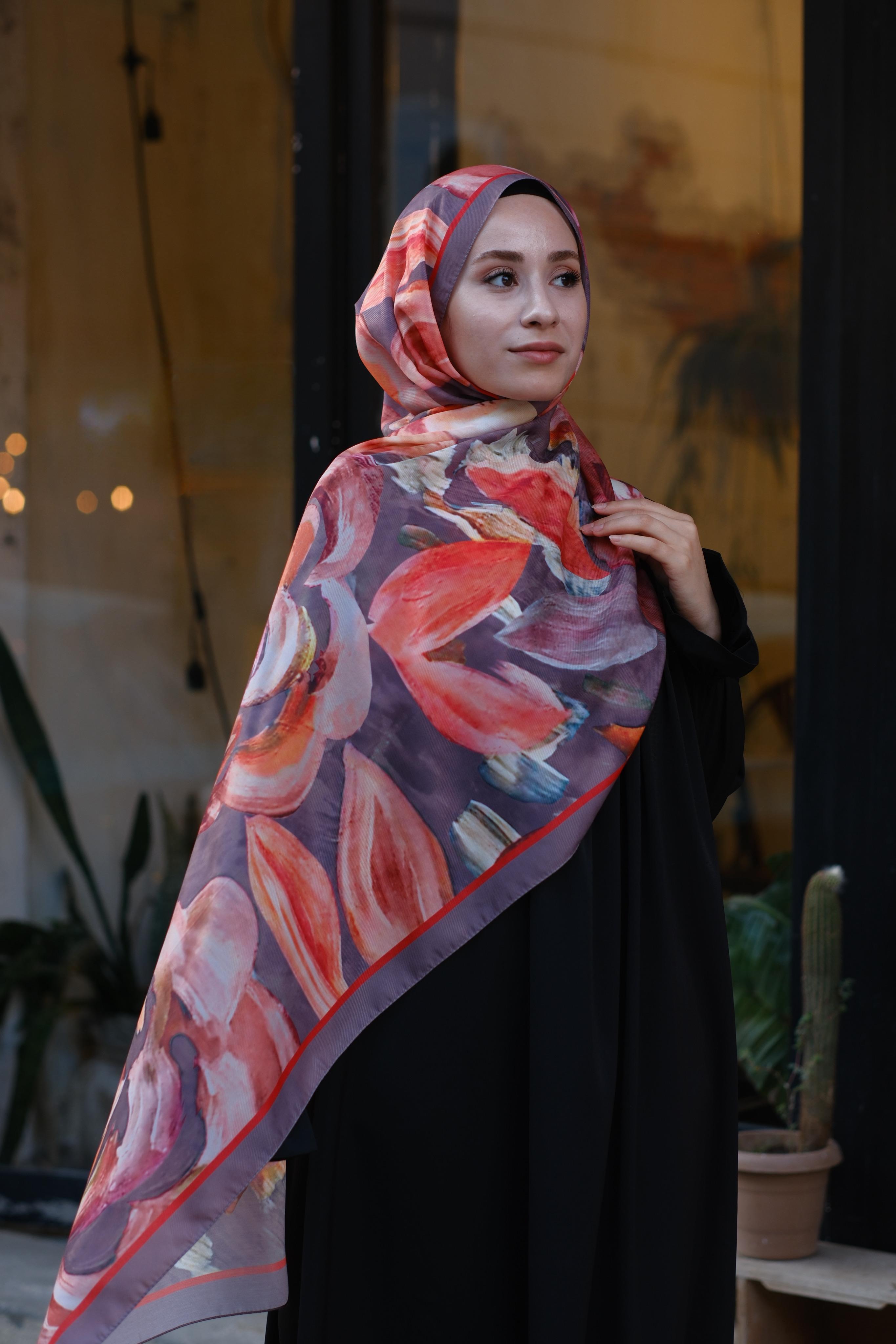 Gül Desenli Şal VİZON