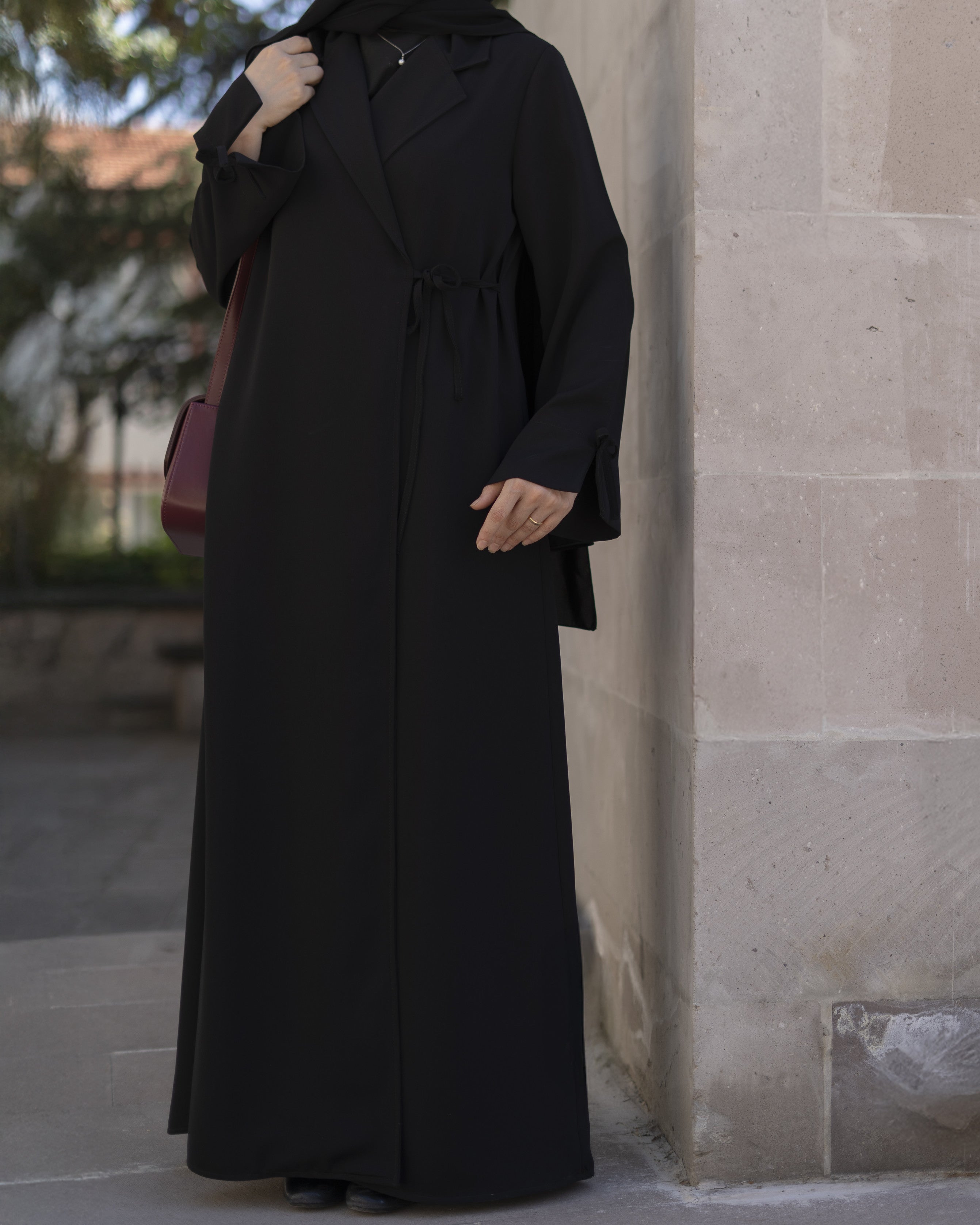 Bağlamalı Kruvaze Trench Siyah