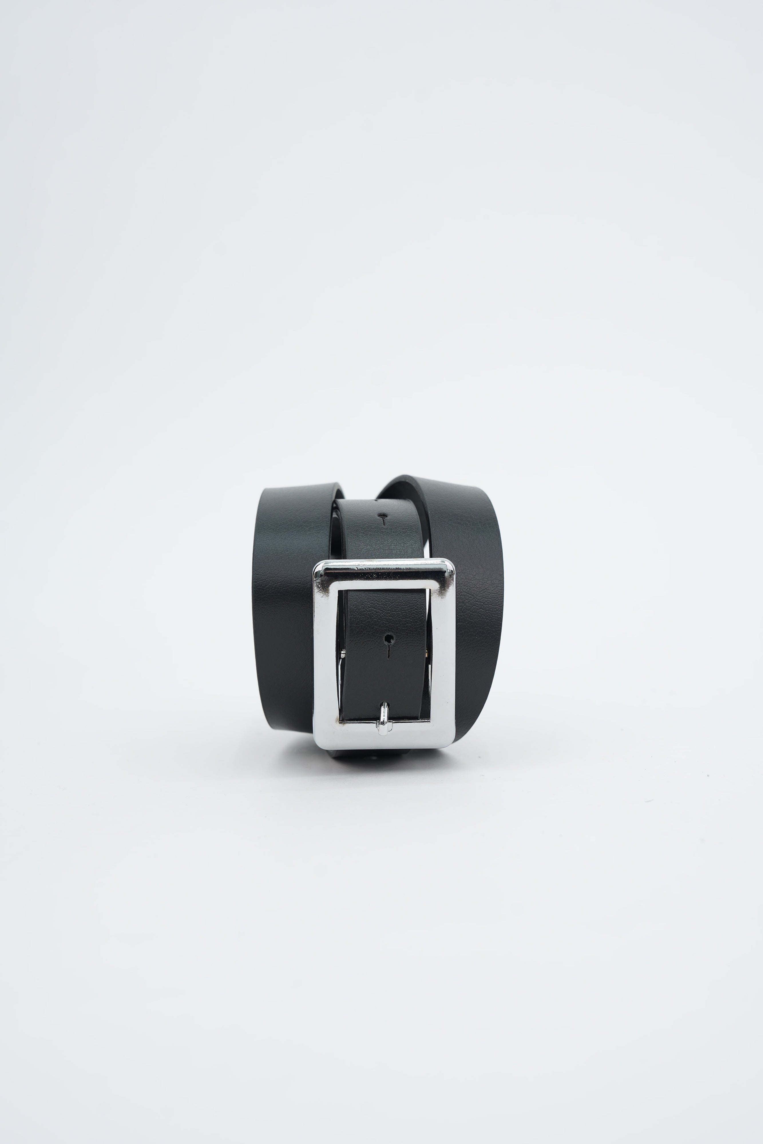 Kare Tasarım Gümüş Tokalı Kemer SİYAH