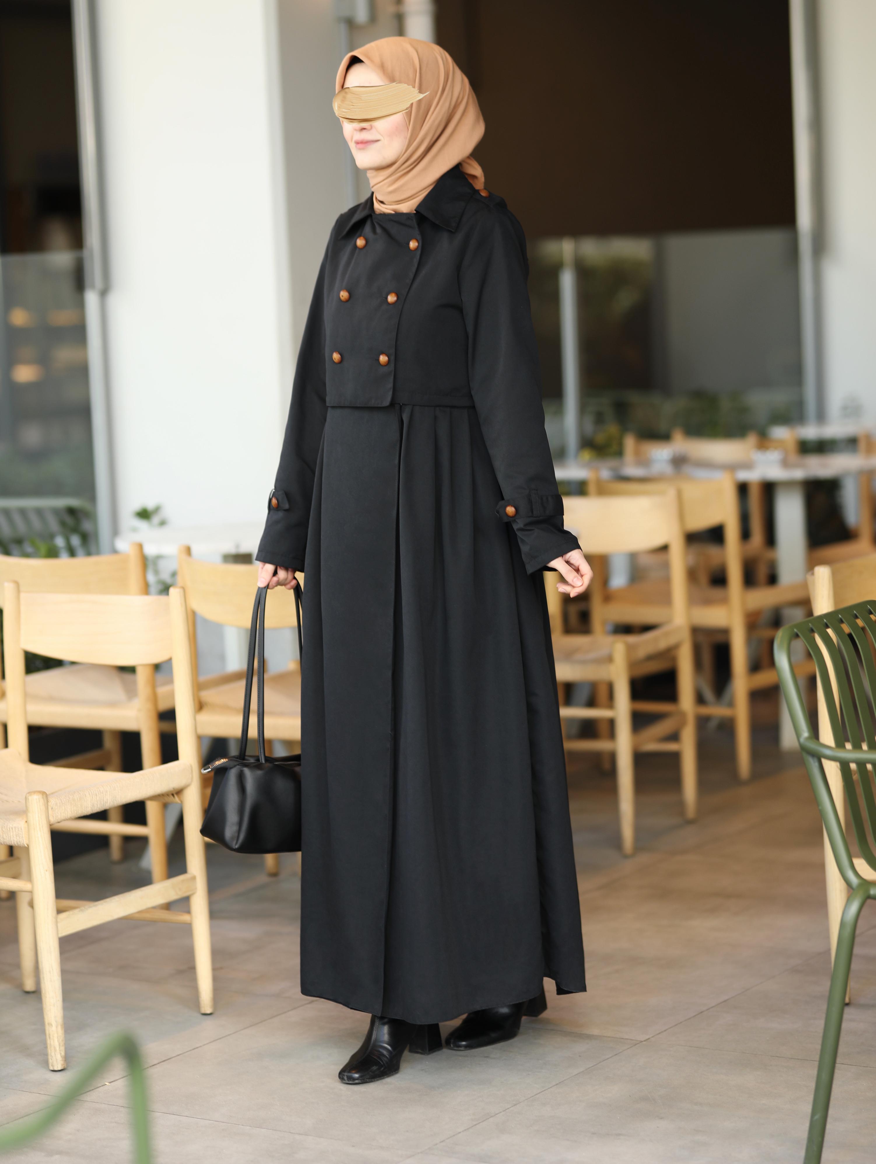 Jileli Trençkot SİYAH