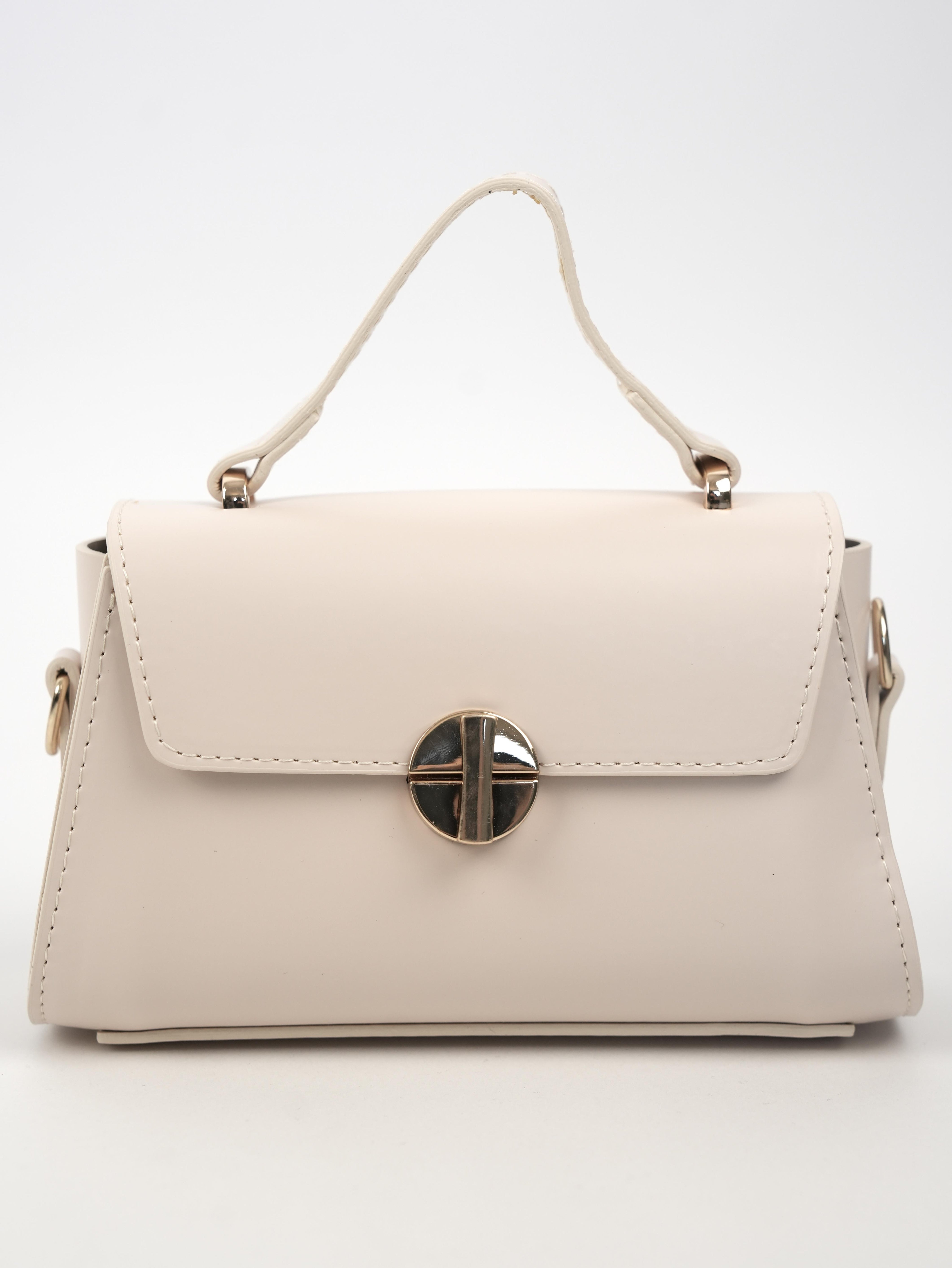 Kapaklı Deri Çanta KREM