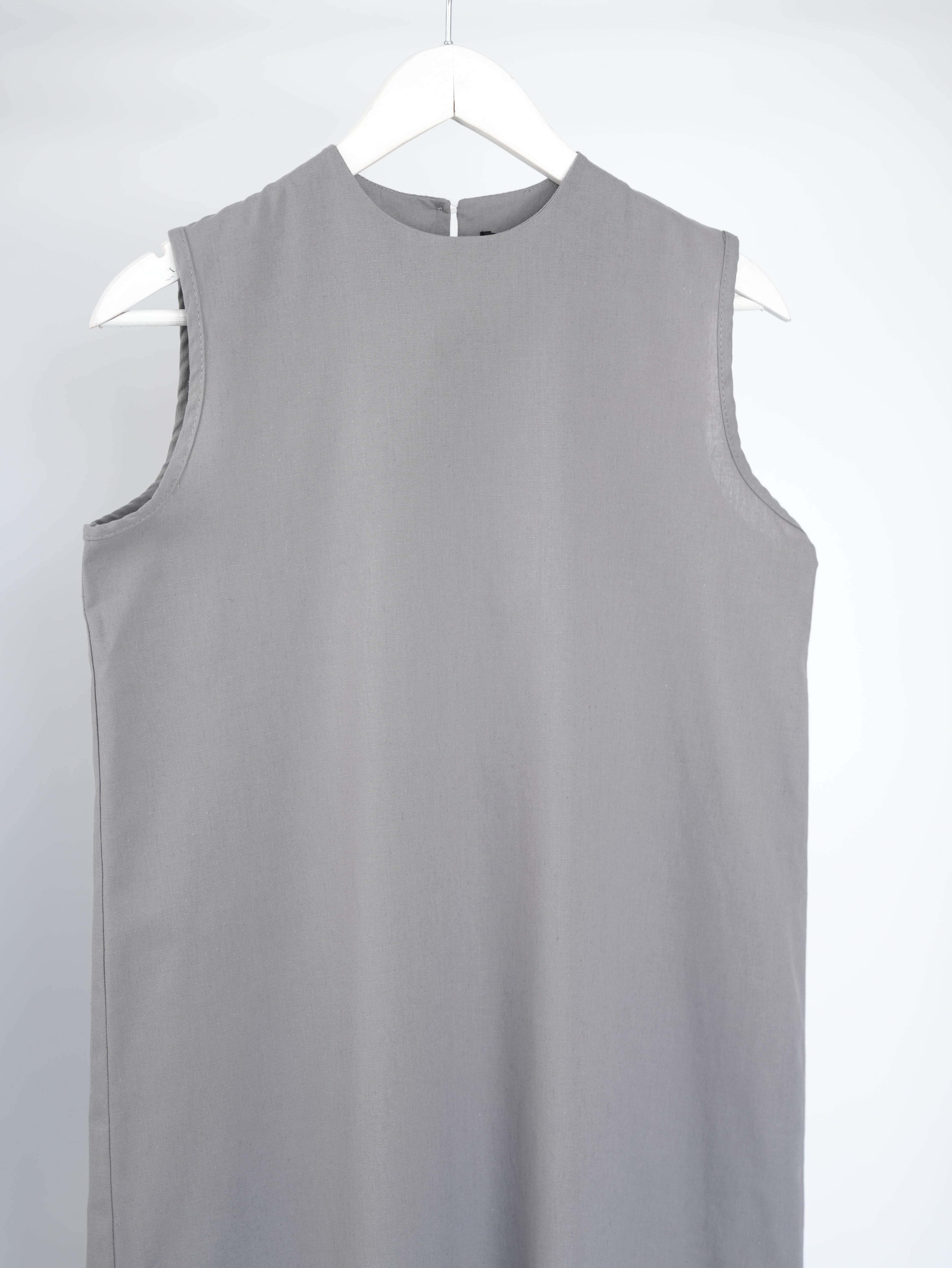 Pamuk Keten Kolsuz Elbise GRİ