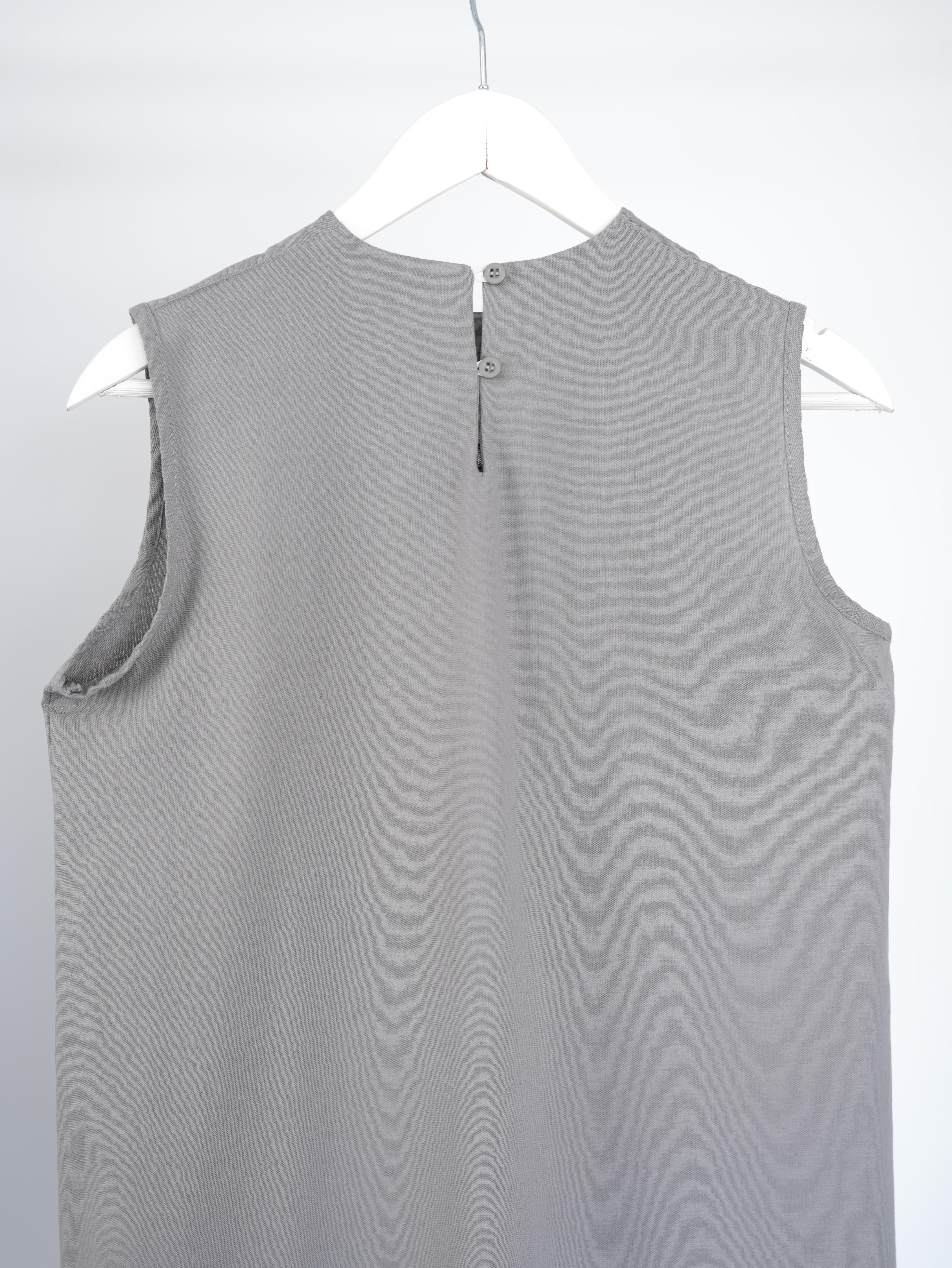 Pamuk Keten Kolsuz Elbise GRİ