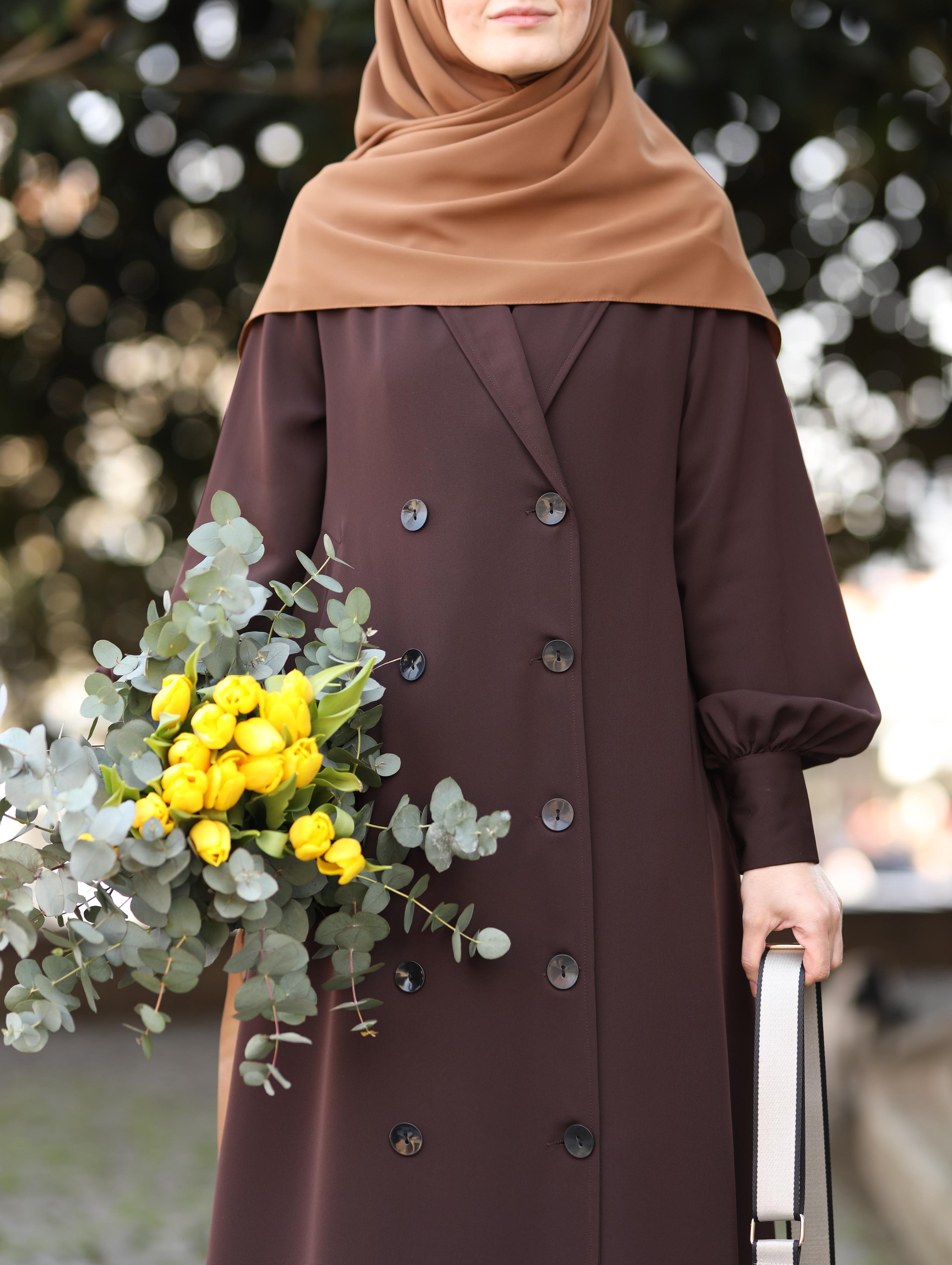 Manşetli Kruvaze Trench KAHVERENGİ