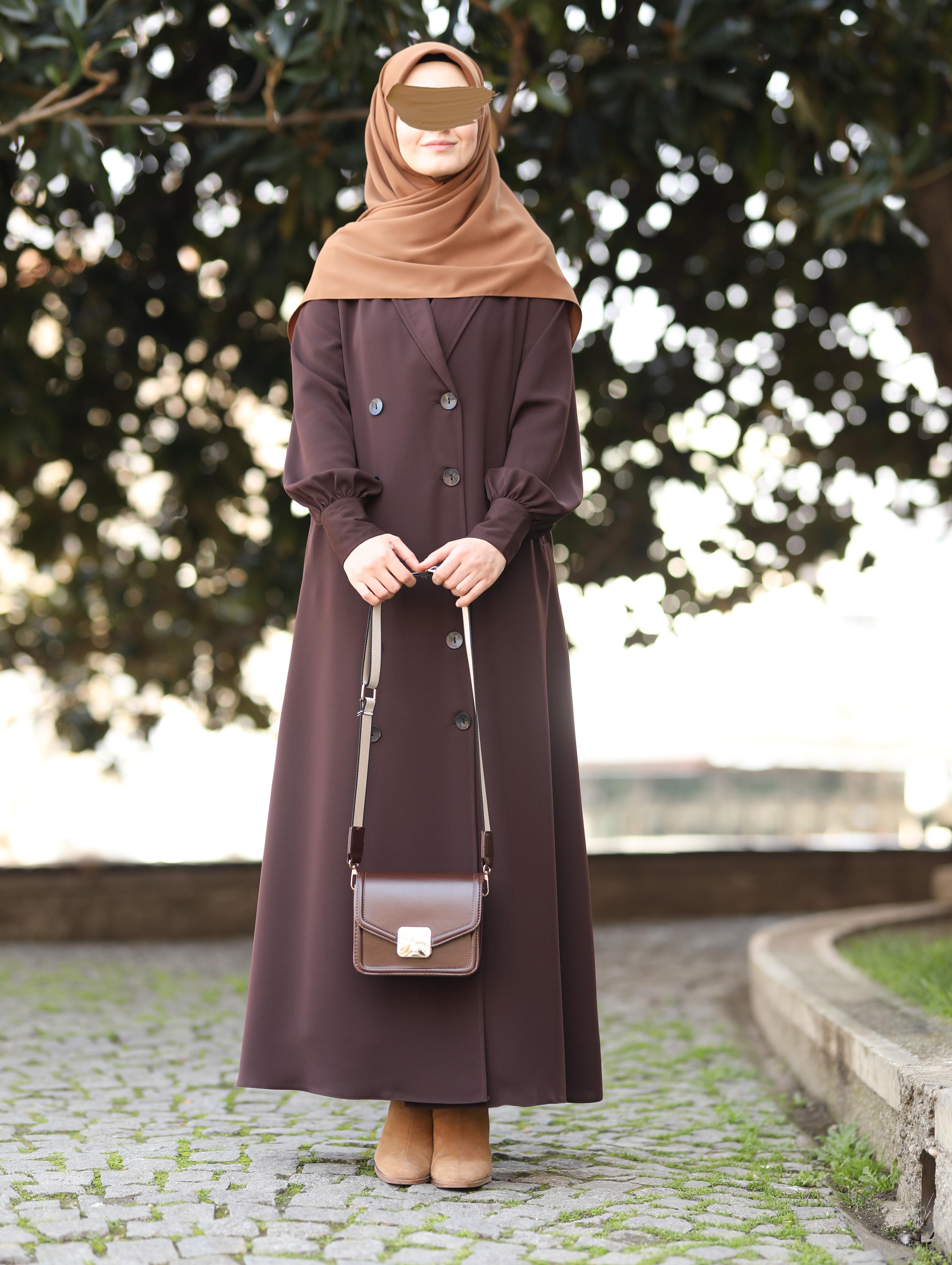 Manşetli Kruvaze Trench KAHVERENGİ