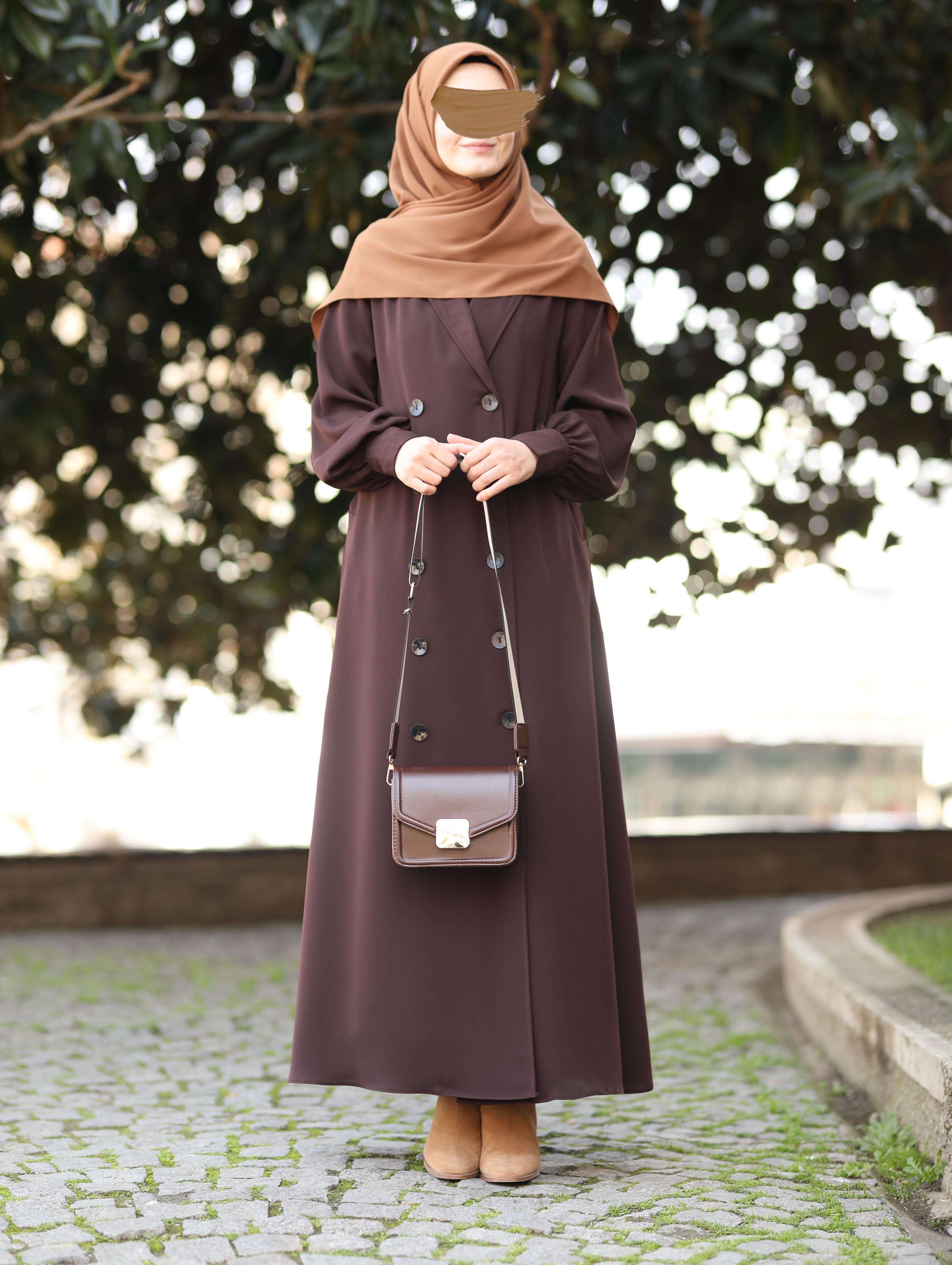 Manşetli Kruvaze Trench KAHVERENGİ