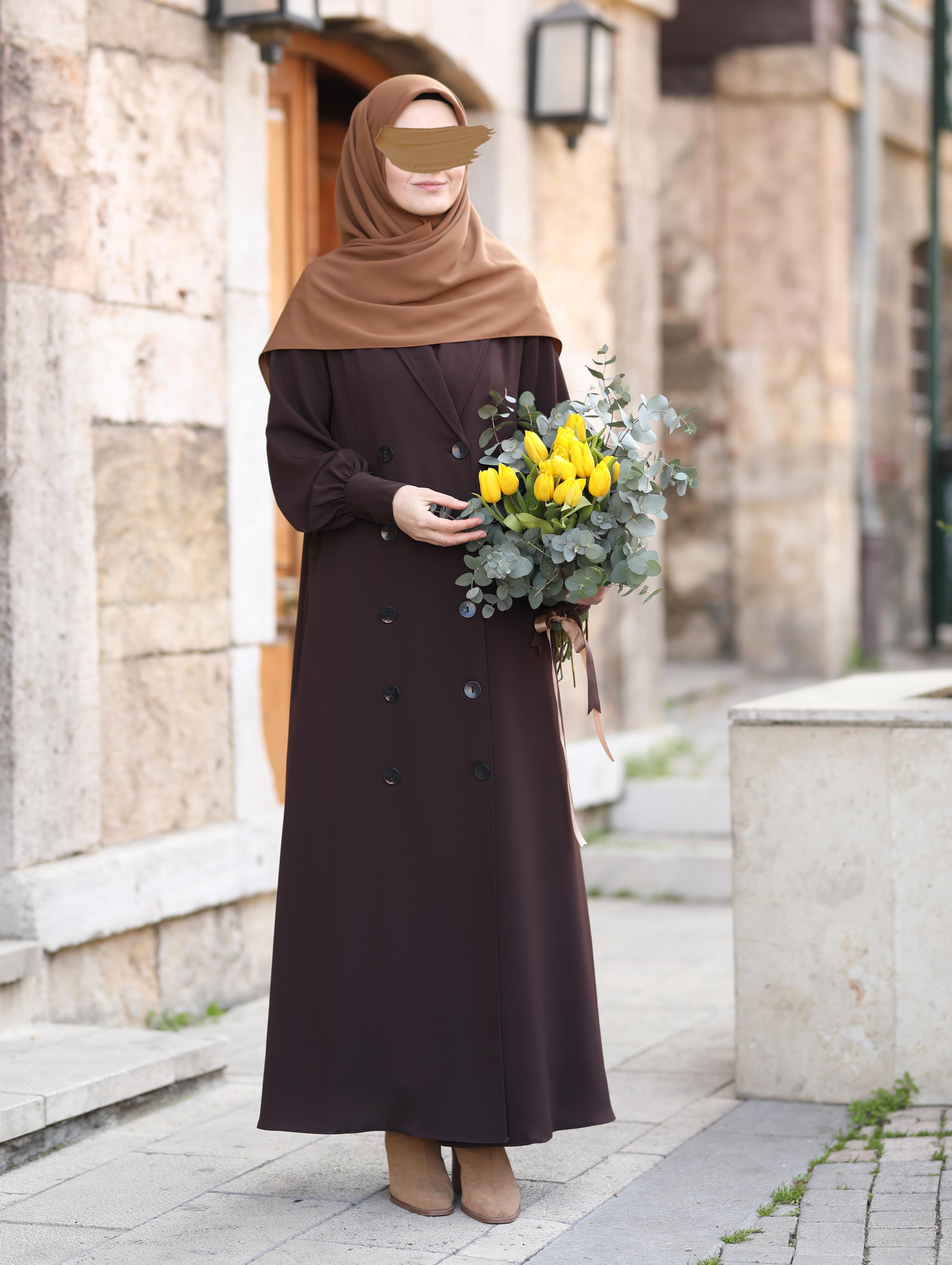 Manşetli Kruvaze Trench KAHVERENGİ