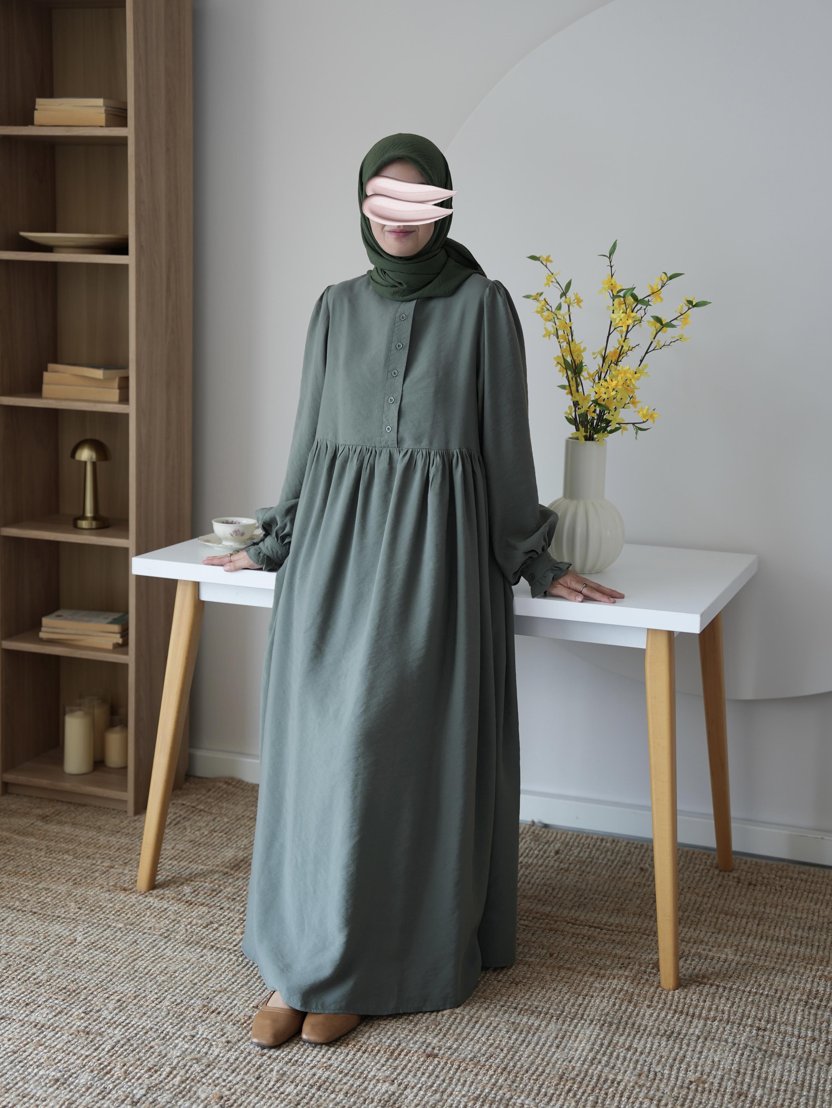 Modal Büzgülü Elbise SOFT MİNT