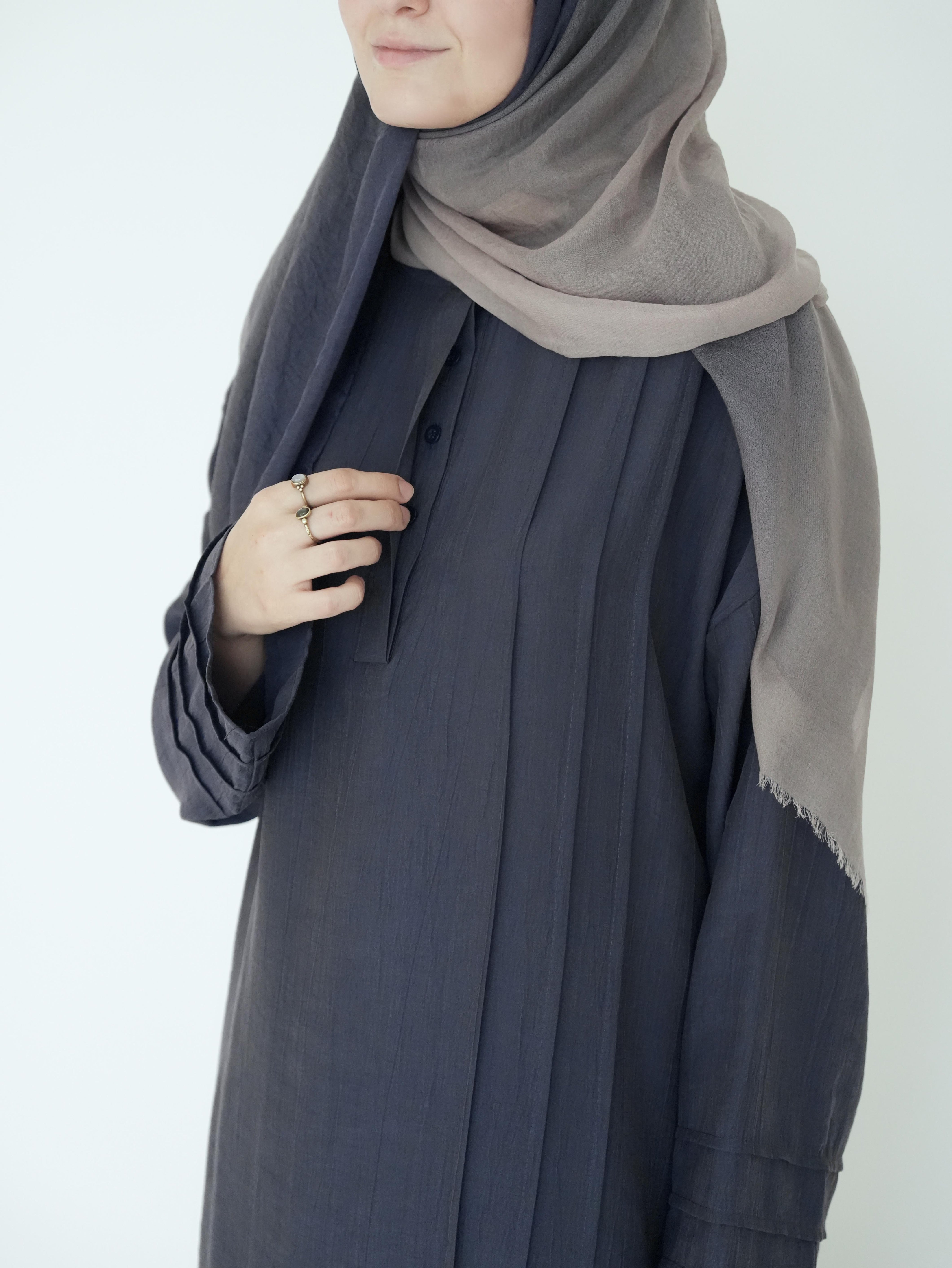 Nisa Nervürlü Elbise Lacivert