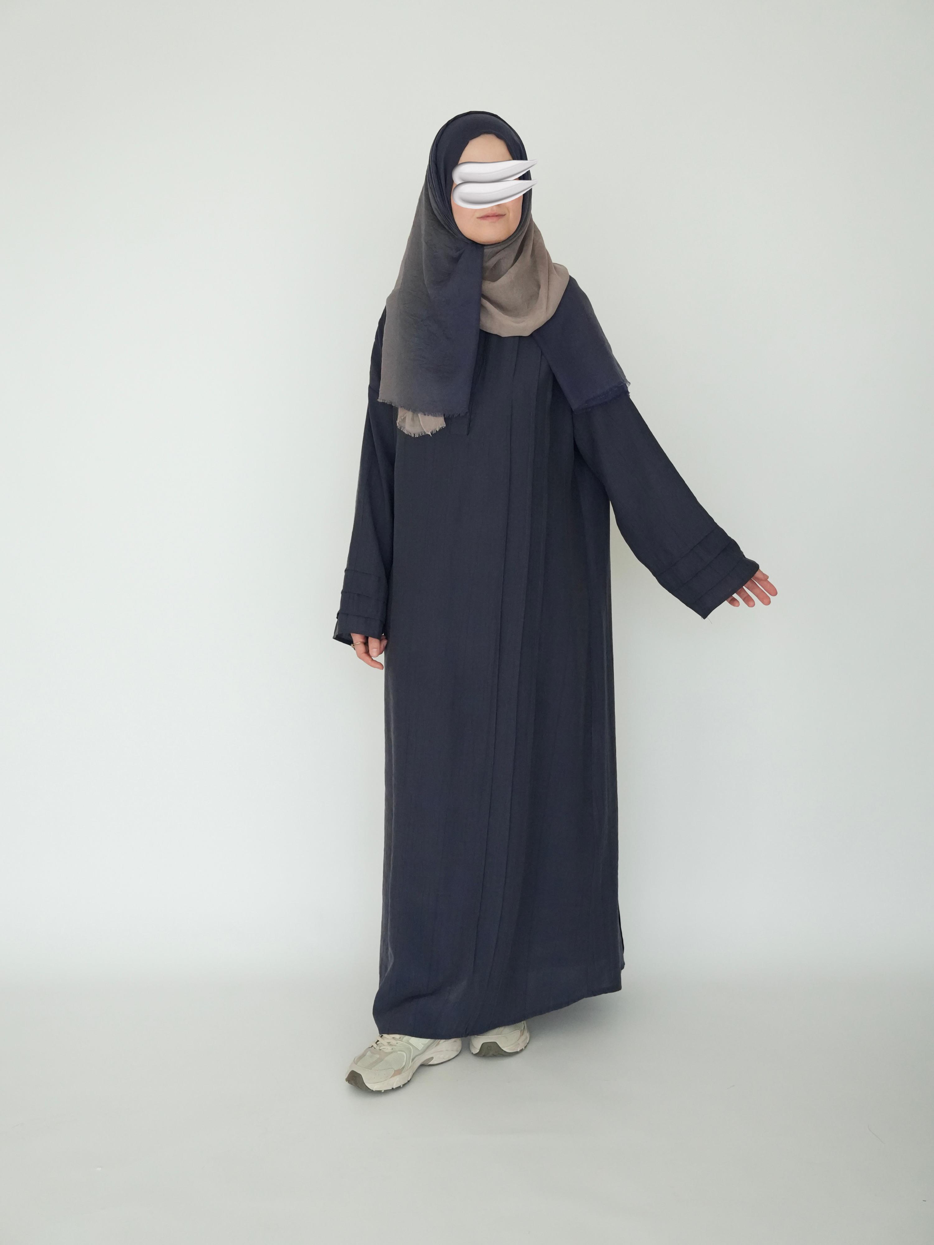 Nisa Nervürlü Elbise Lacivert